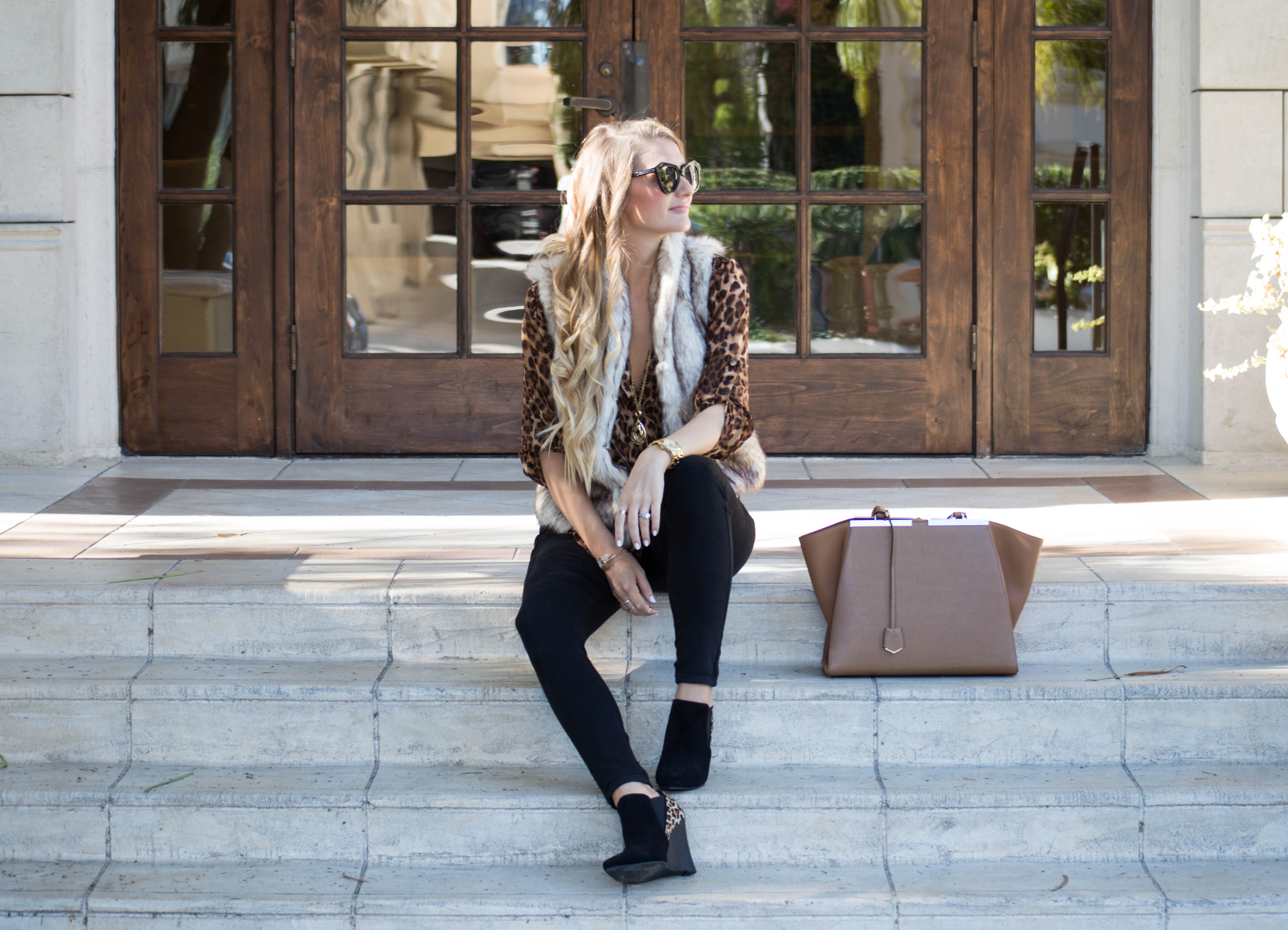 Faux) Fur Vest & Leopard Booties