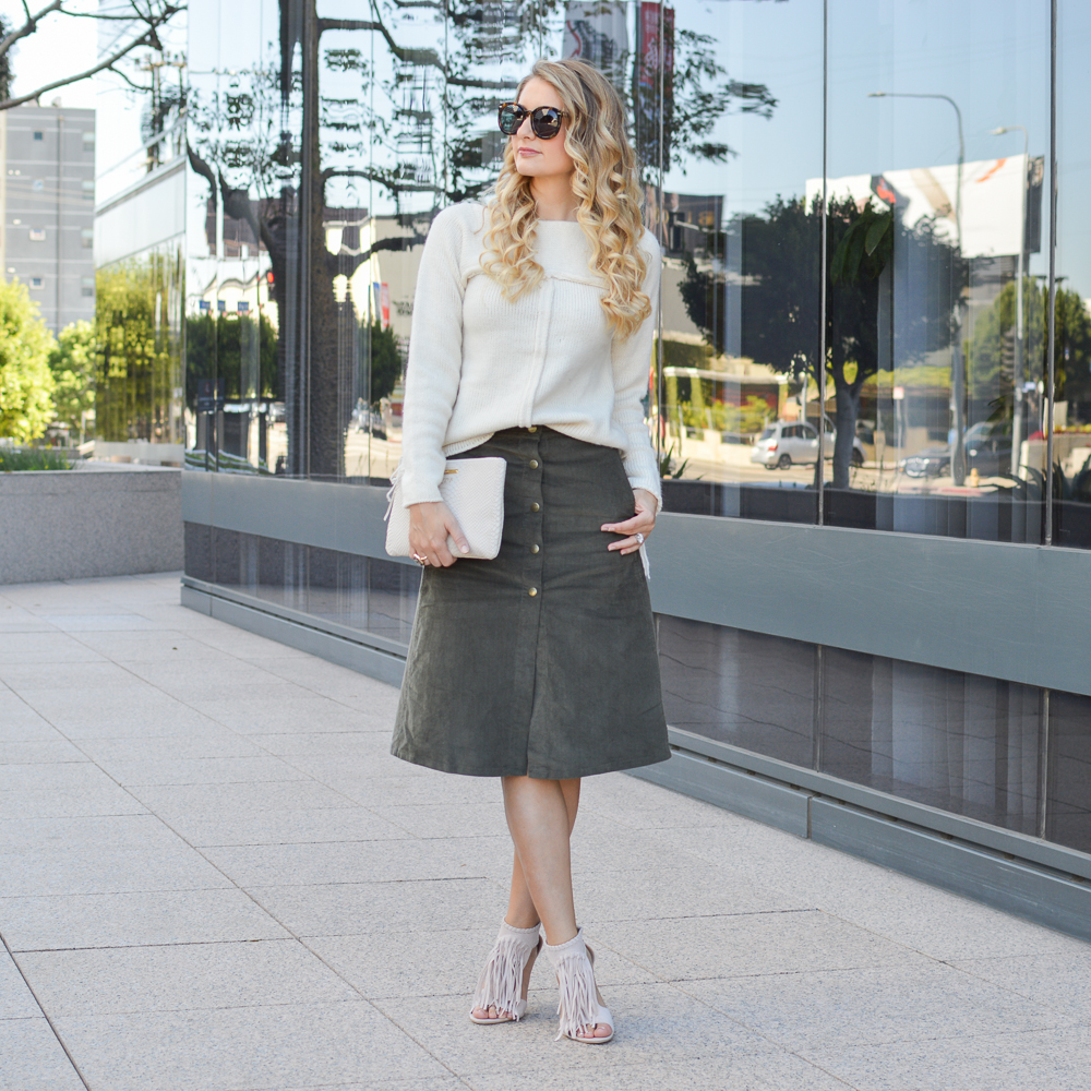 olive button skirt