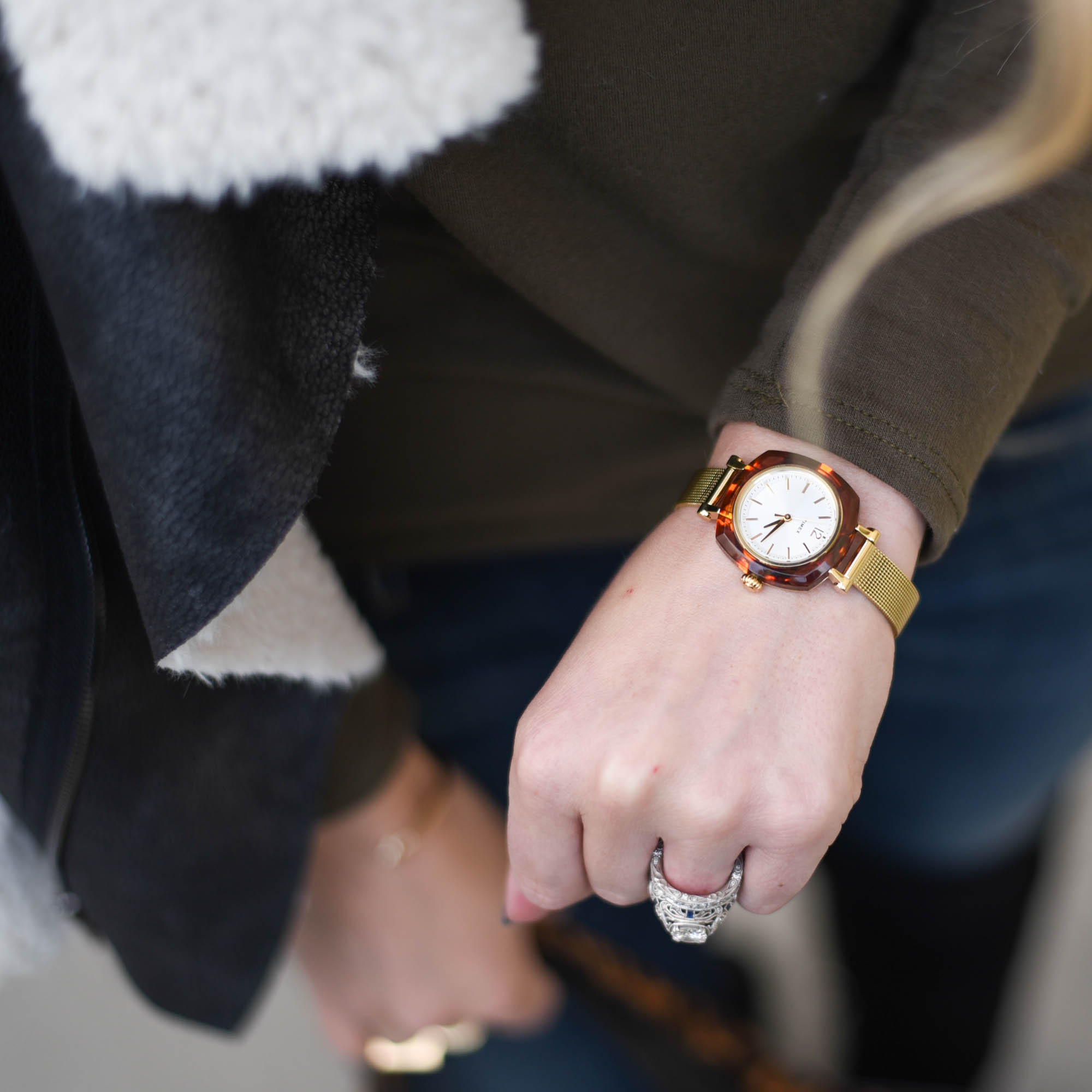 brown and gold watch 
