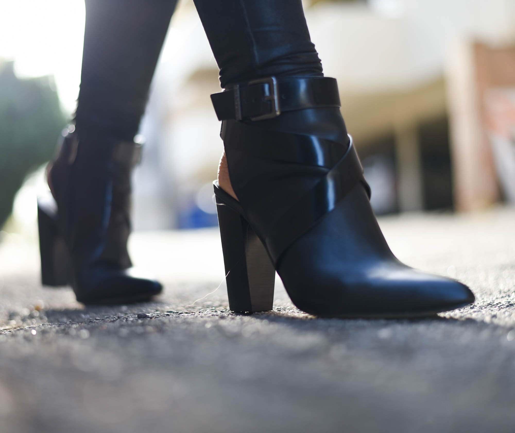 black leather booties 