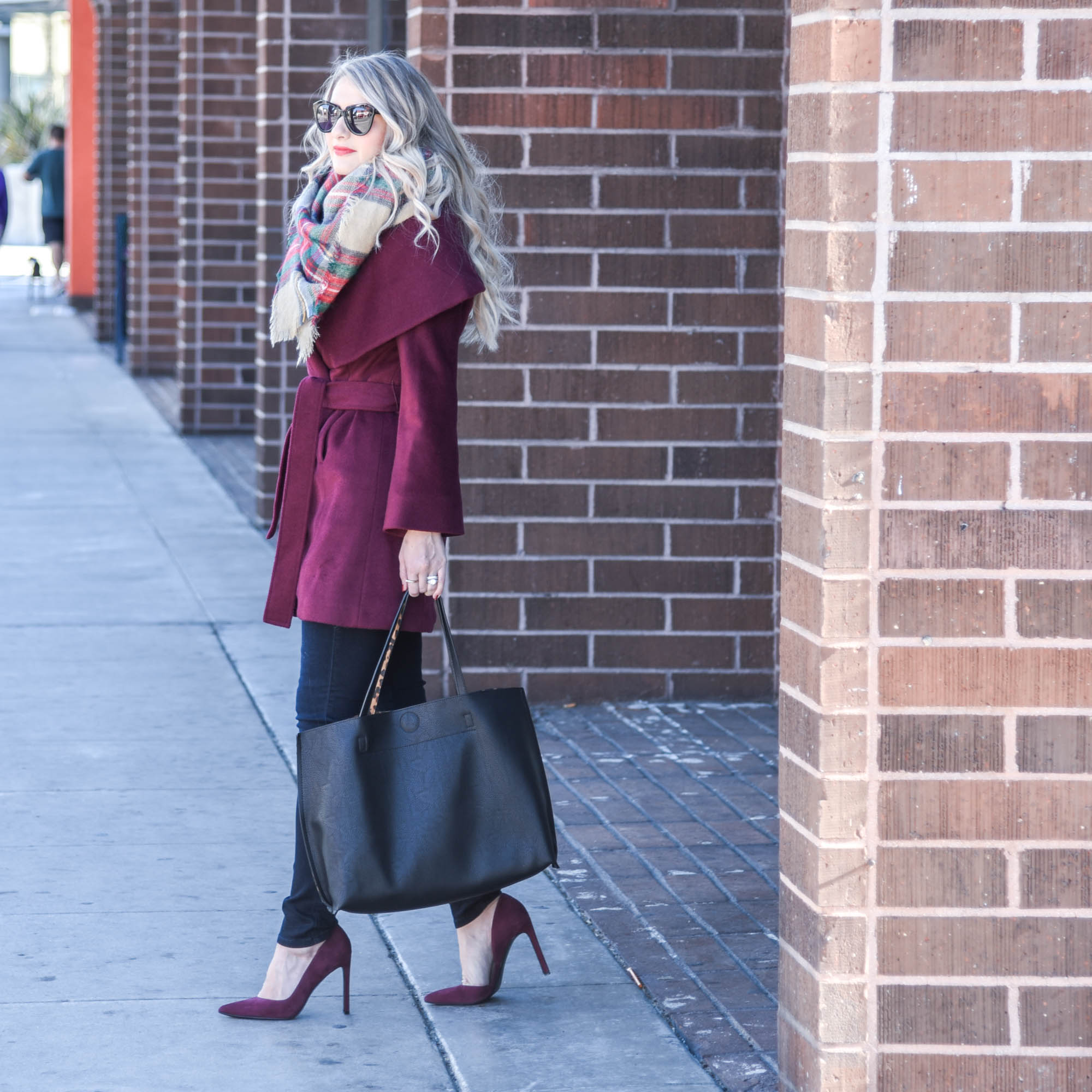 burgundy wrap coat