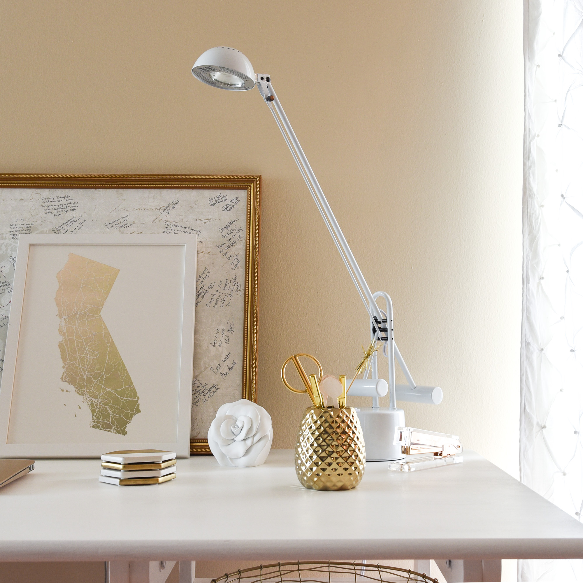 white overhead desk lamp 