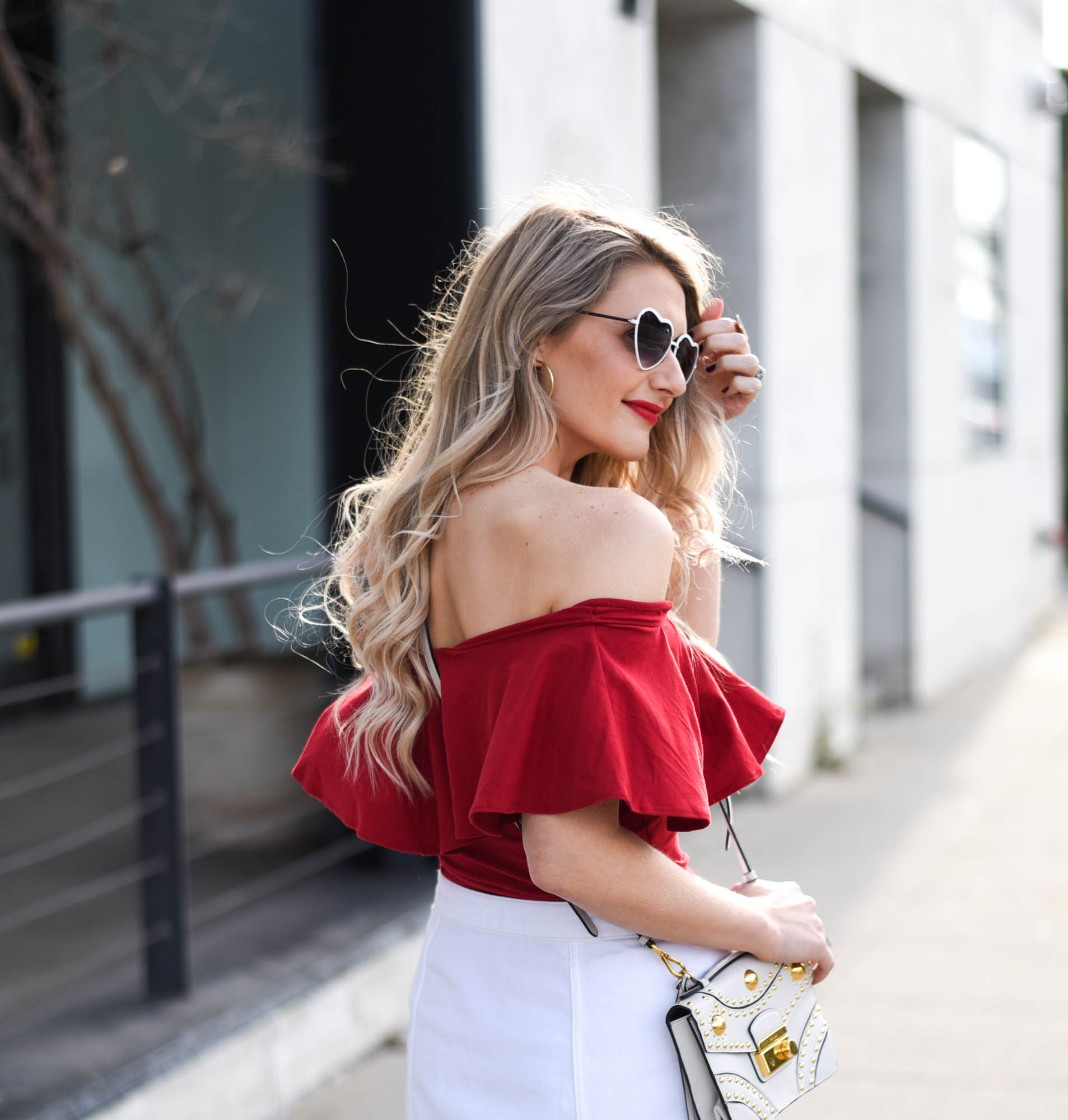 Visions of Vogue - Red Off The Shoulder 9 - 5 Date Night Outfits He Wants You to Wear by Chicago style blogger Visions of Vogue