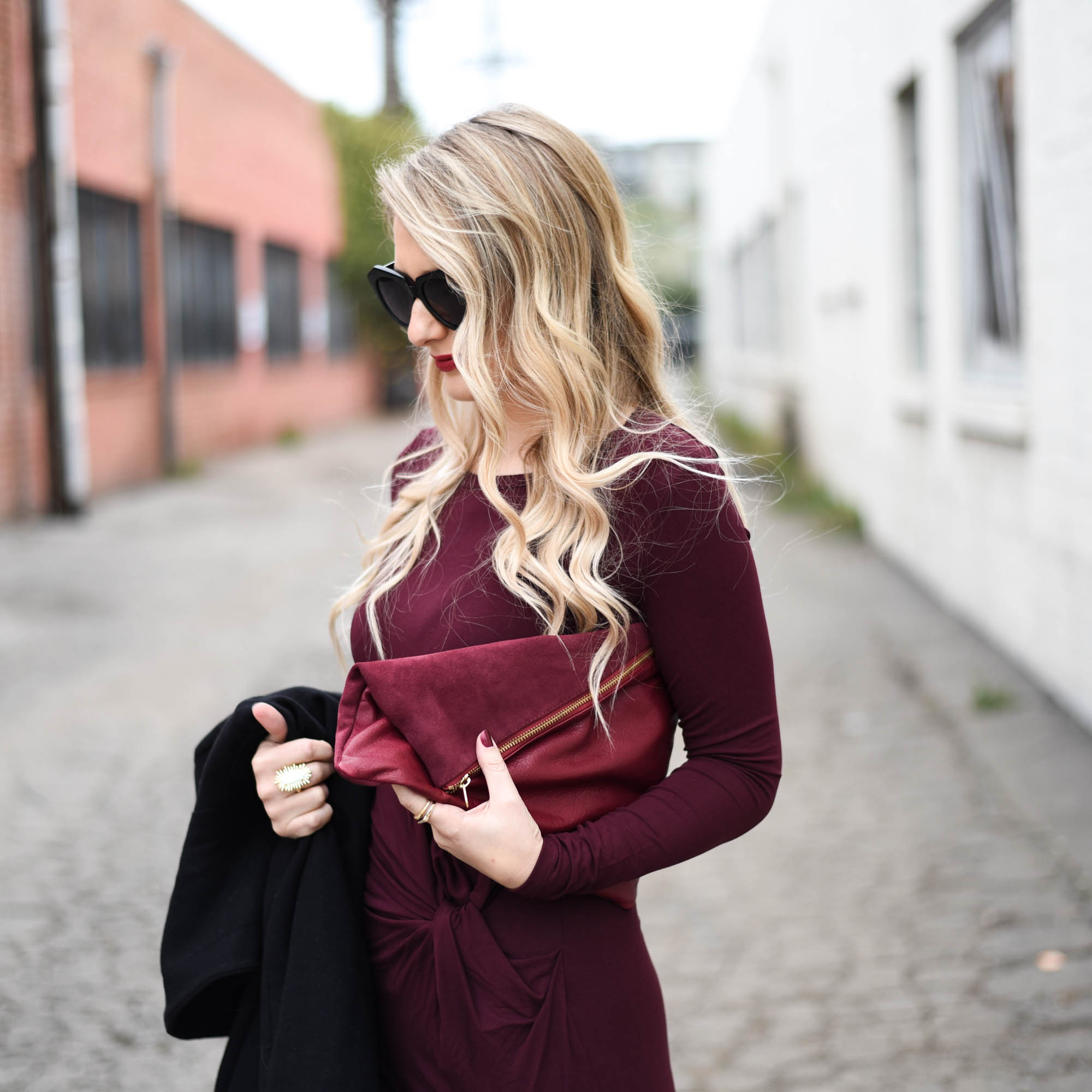 wine colored clutch