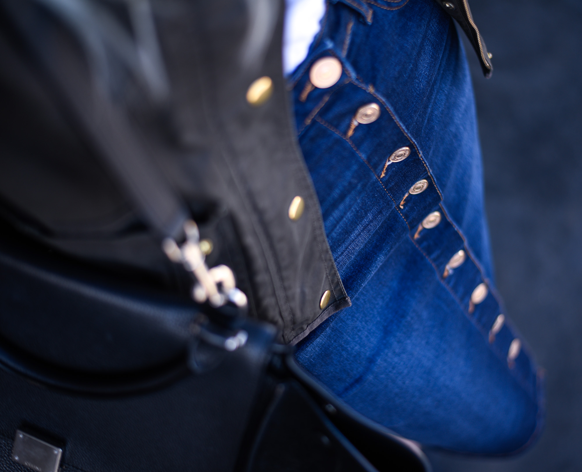 A flattering button down, denim midi skirt in dark wash