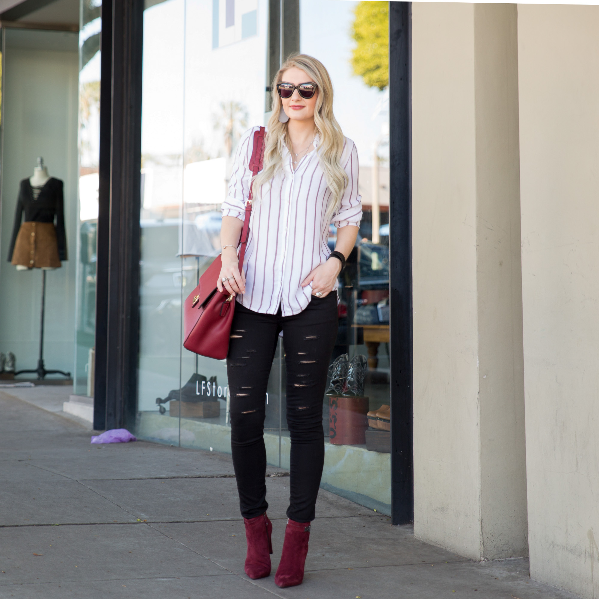 rocker chic with accents of oxblood