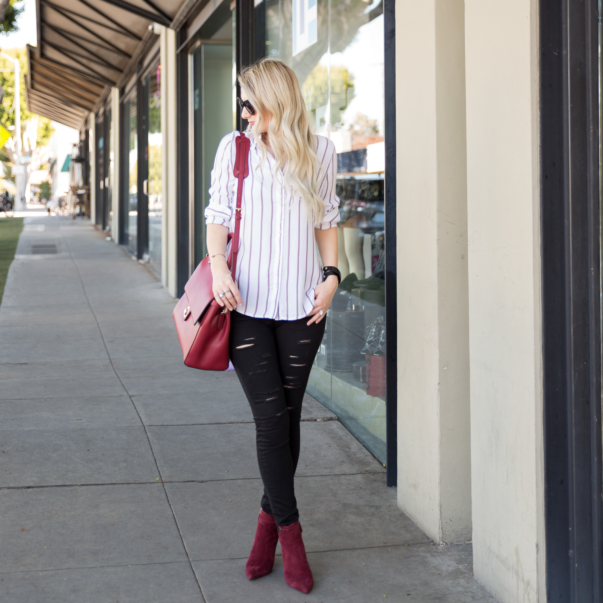 ripped black skinnies from day to night 