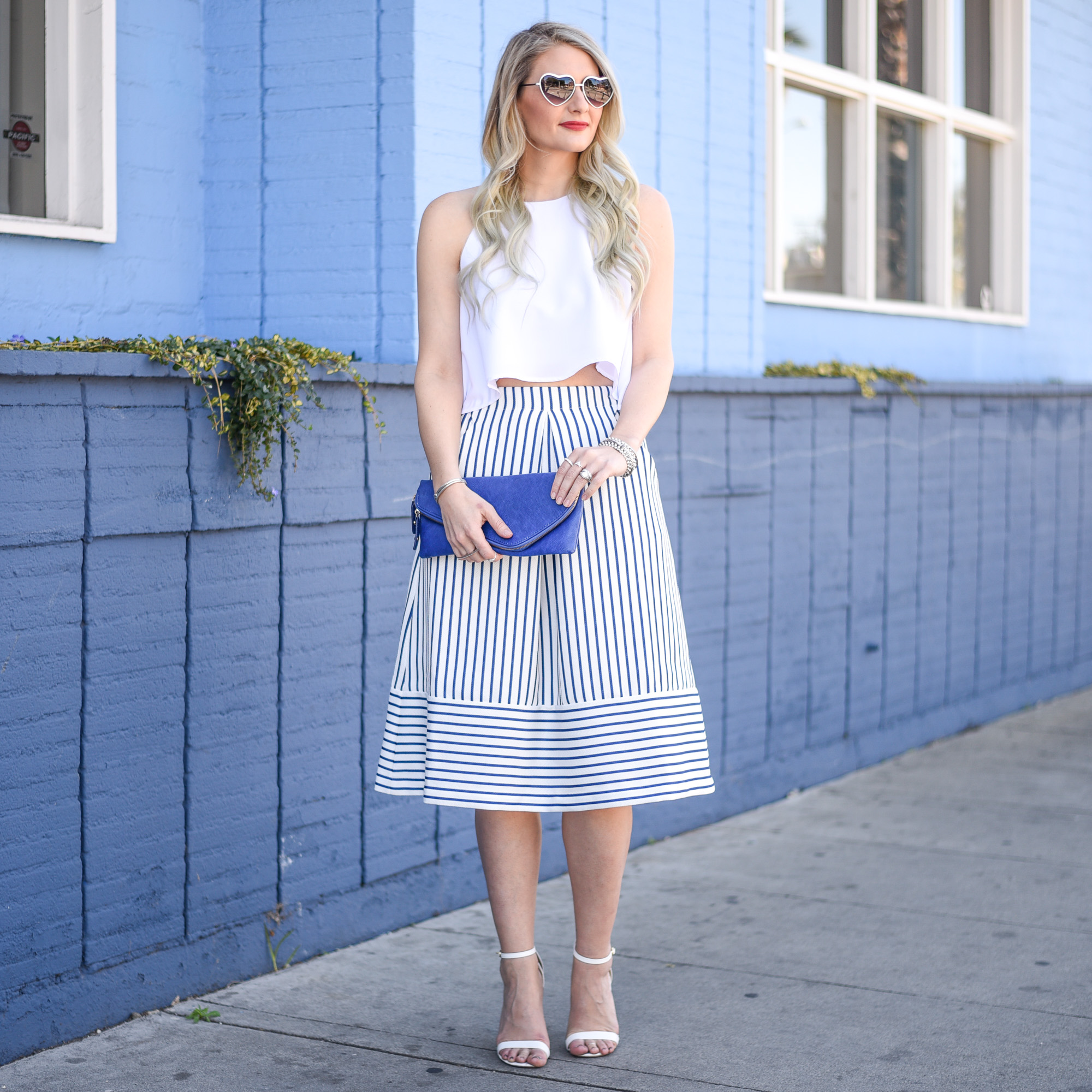 Striped Skirts and Flutter Crops + WIWW Link Up