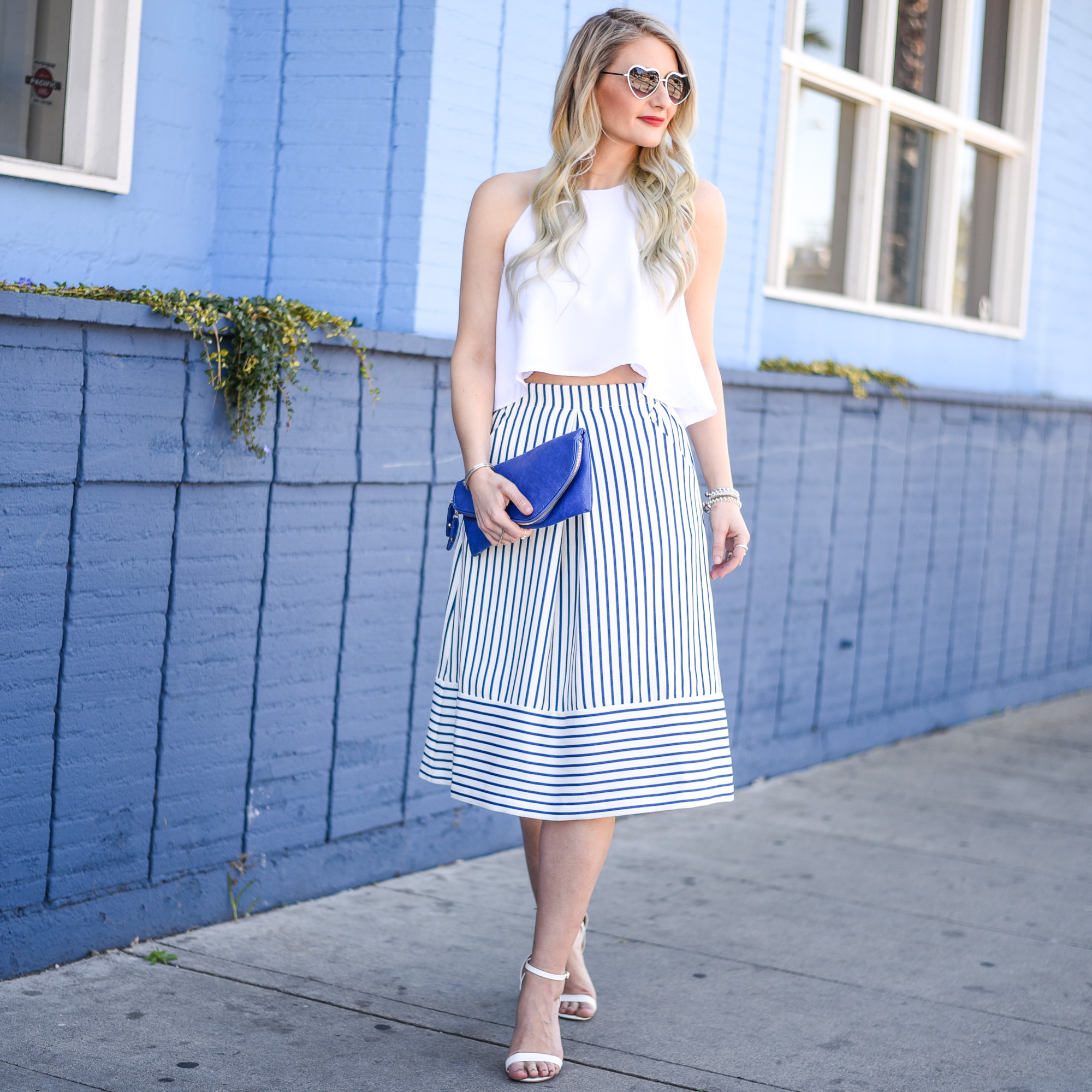 Striped Skirts and Flutter Crops + WIWW Link Up | Visions of Vogue