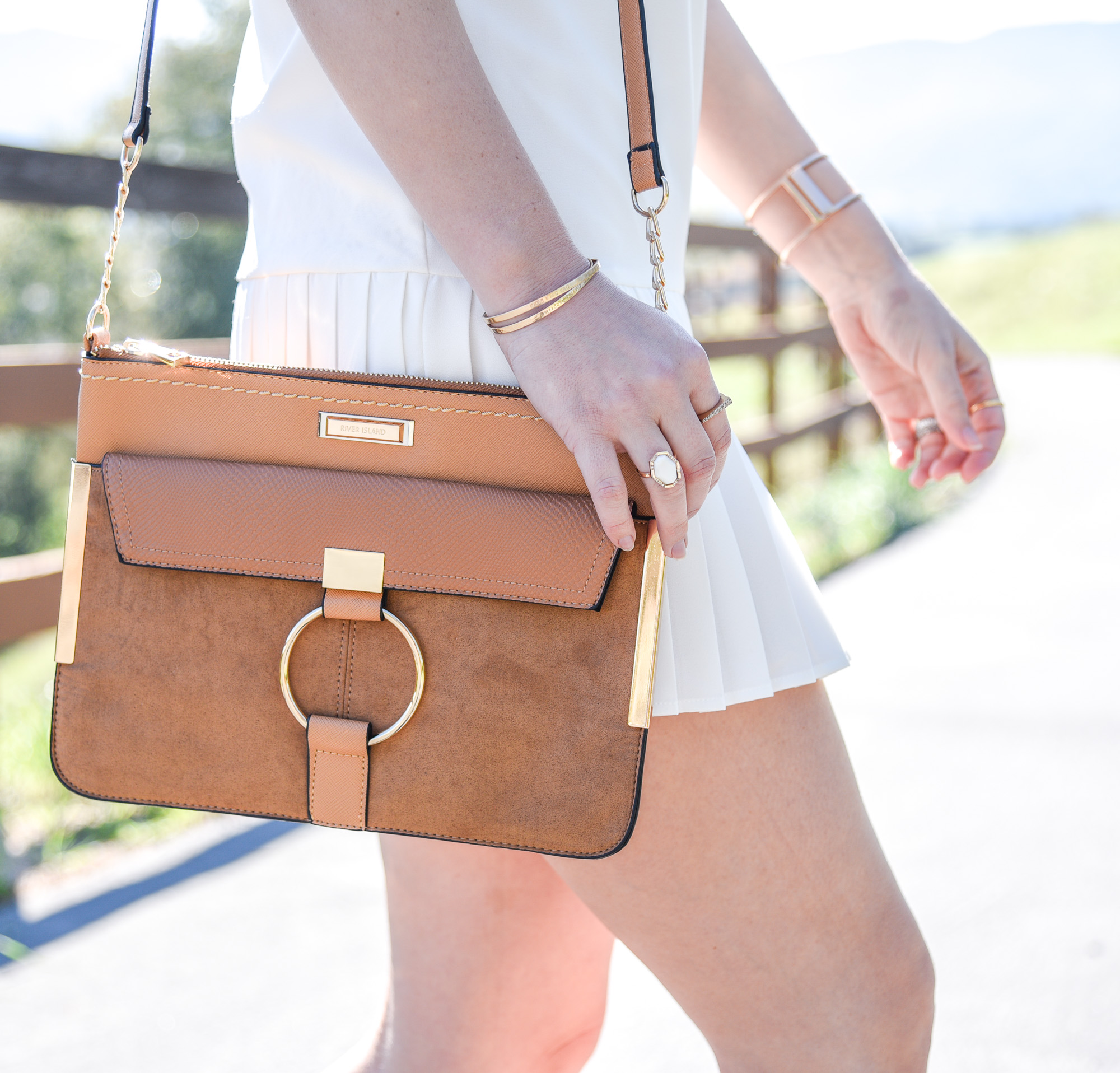 tri color tan cross body bag 