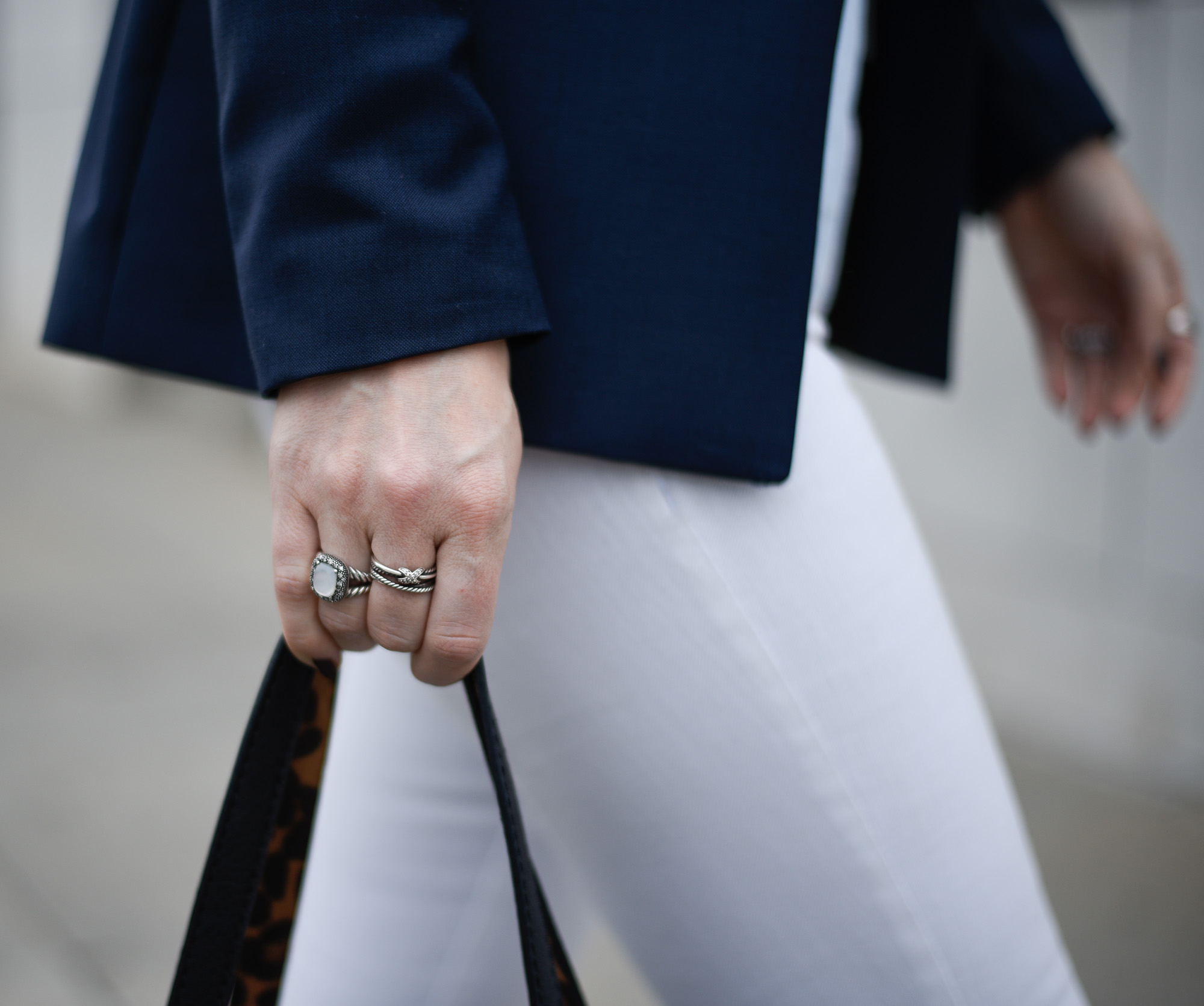 Moonstone David Yurman rings and a crossover band. 