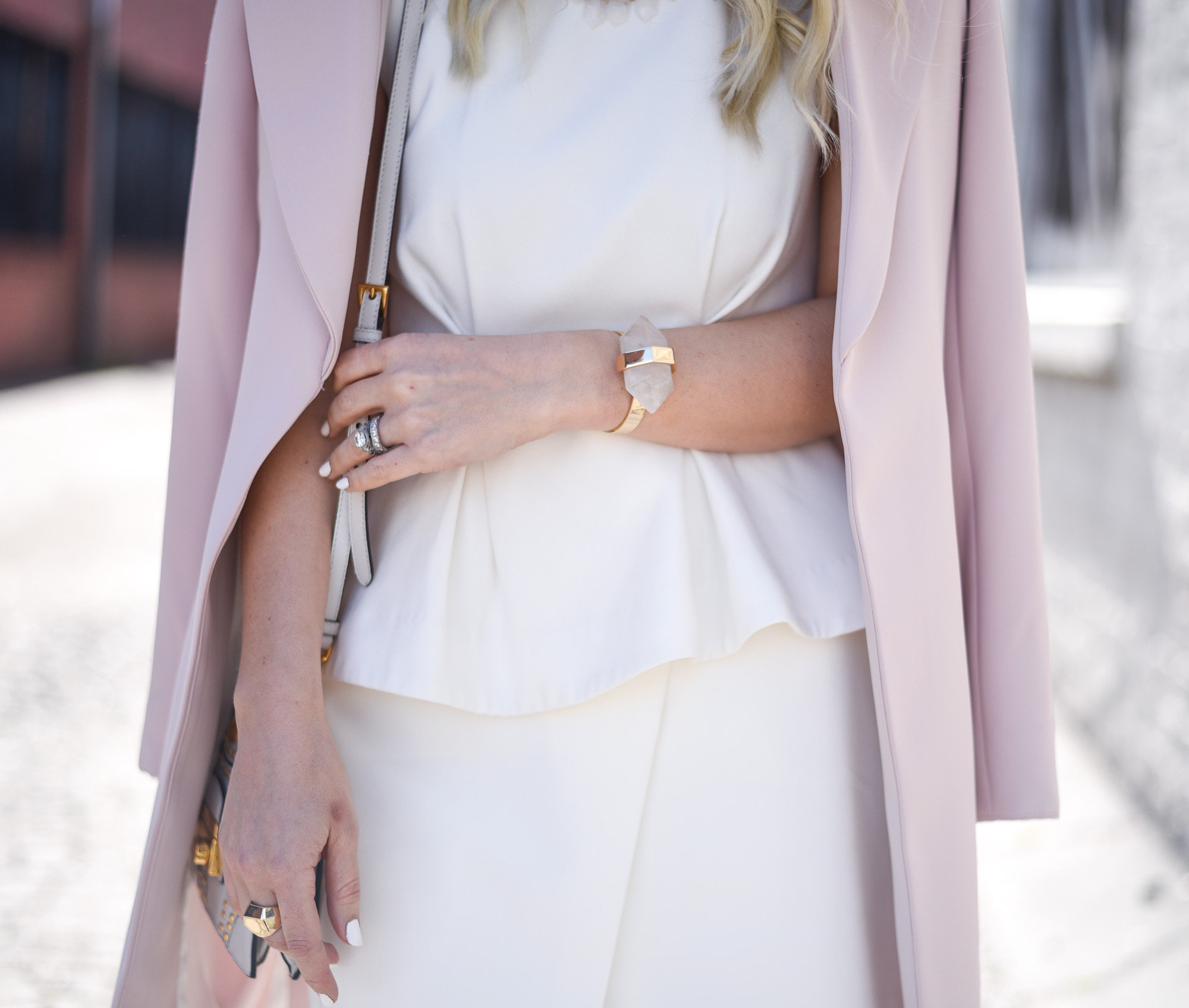 Rose quartz statement bracelet 