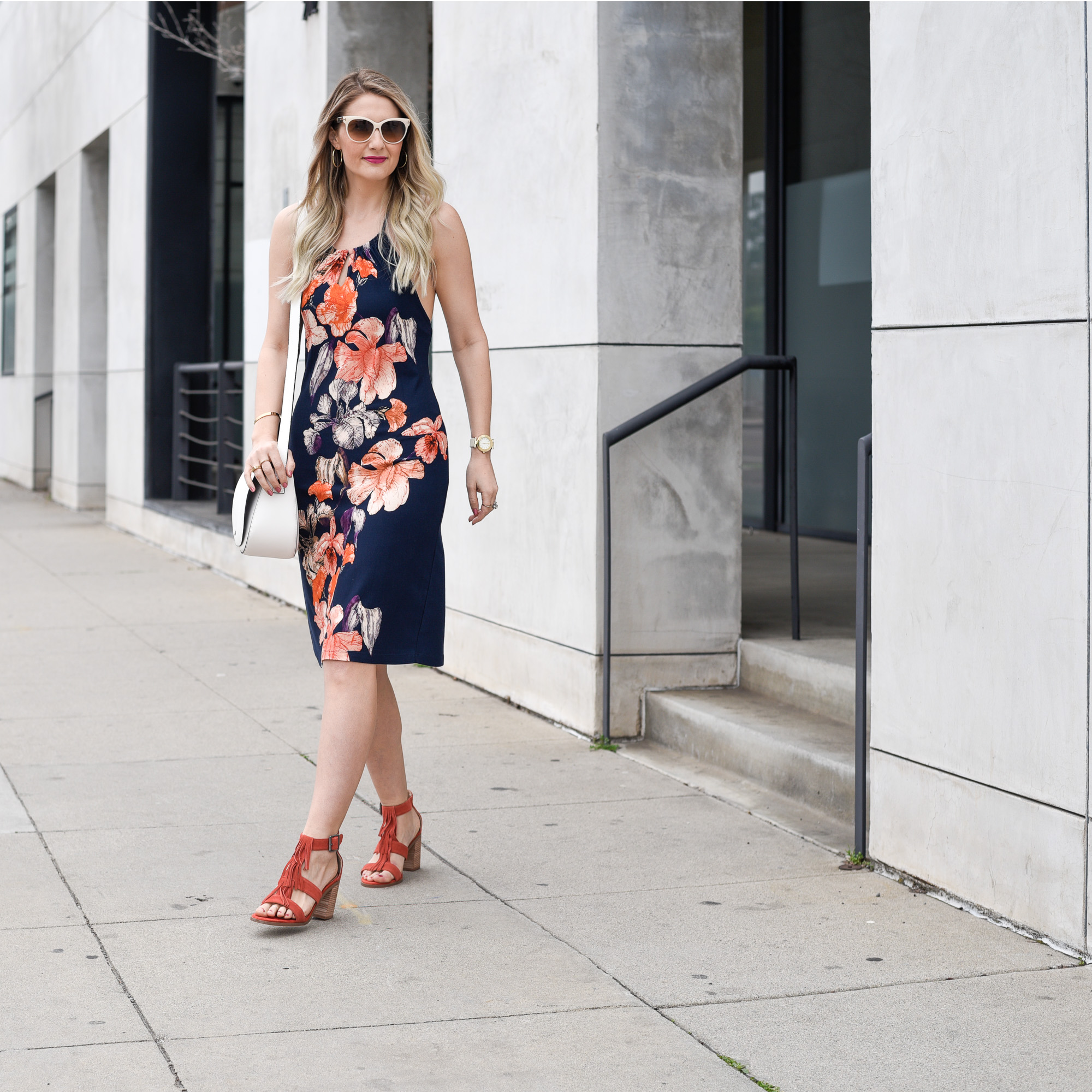 Blue and orange floral dress from a iconic island lifestyle brand. 