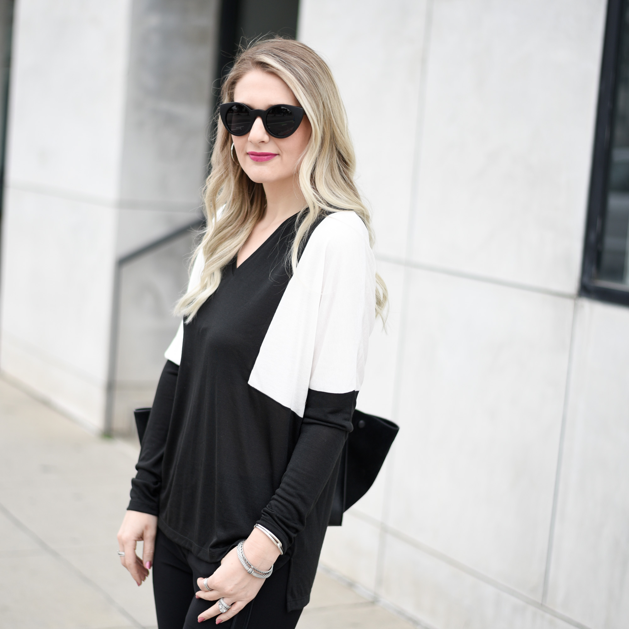 Visions of Vogue in a simple black and white outfit that is perfect for the office. 