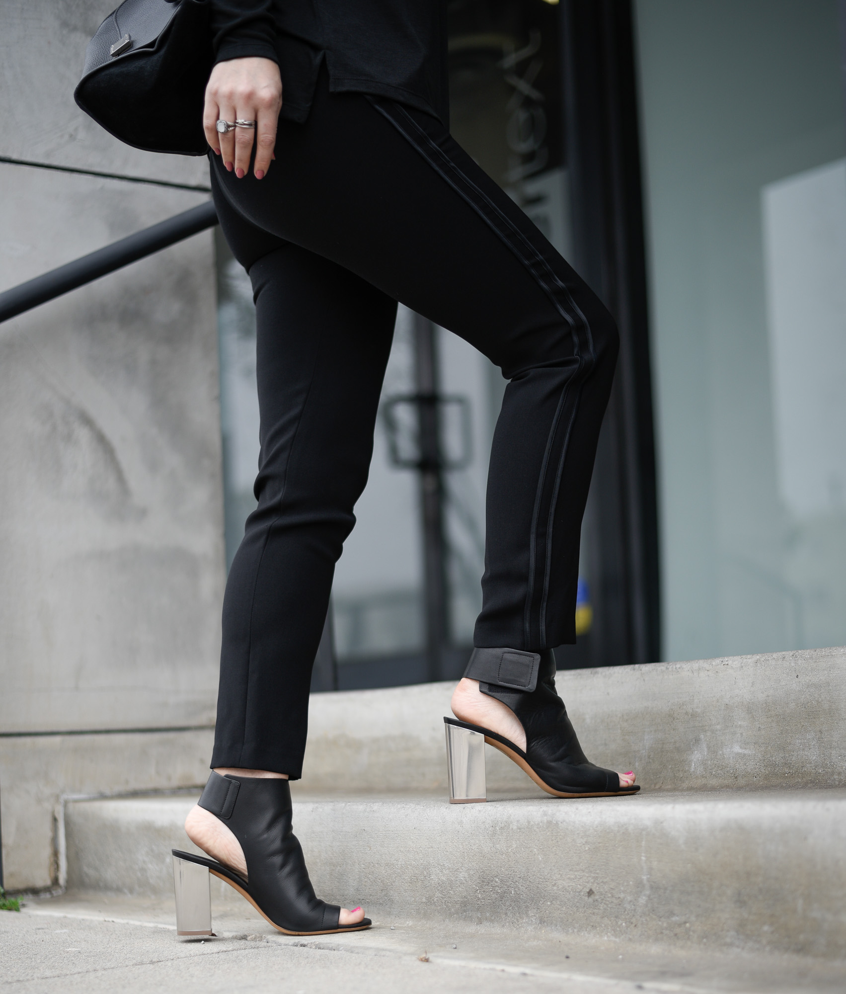 Black booties with a metallic heel for a little flair. 