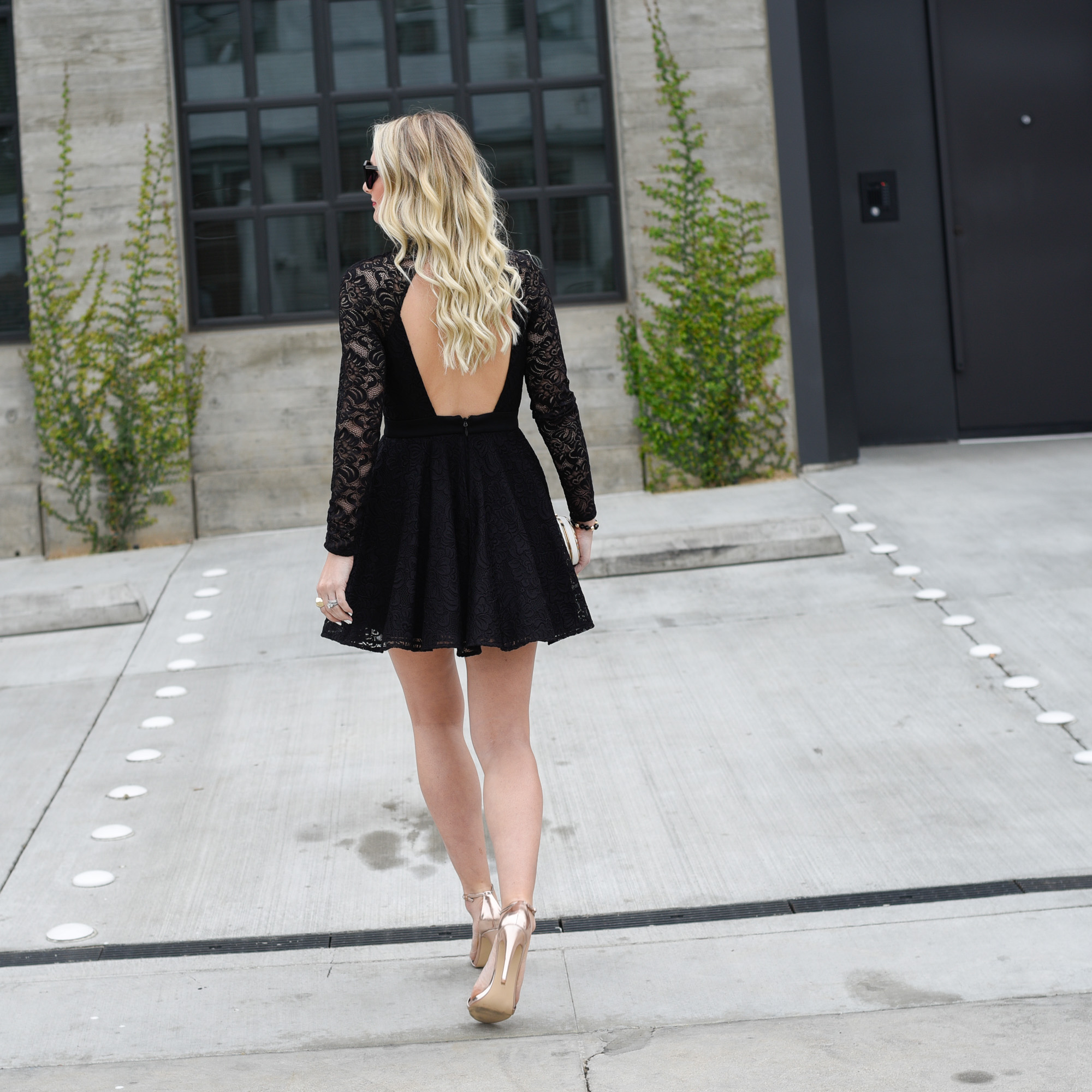 dress with rose gold shoes