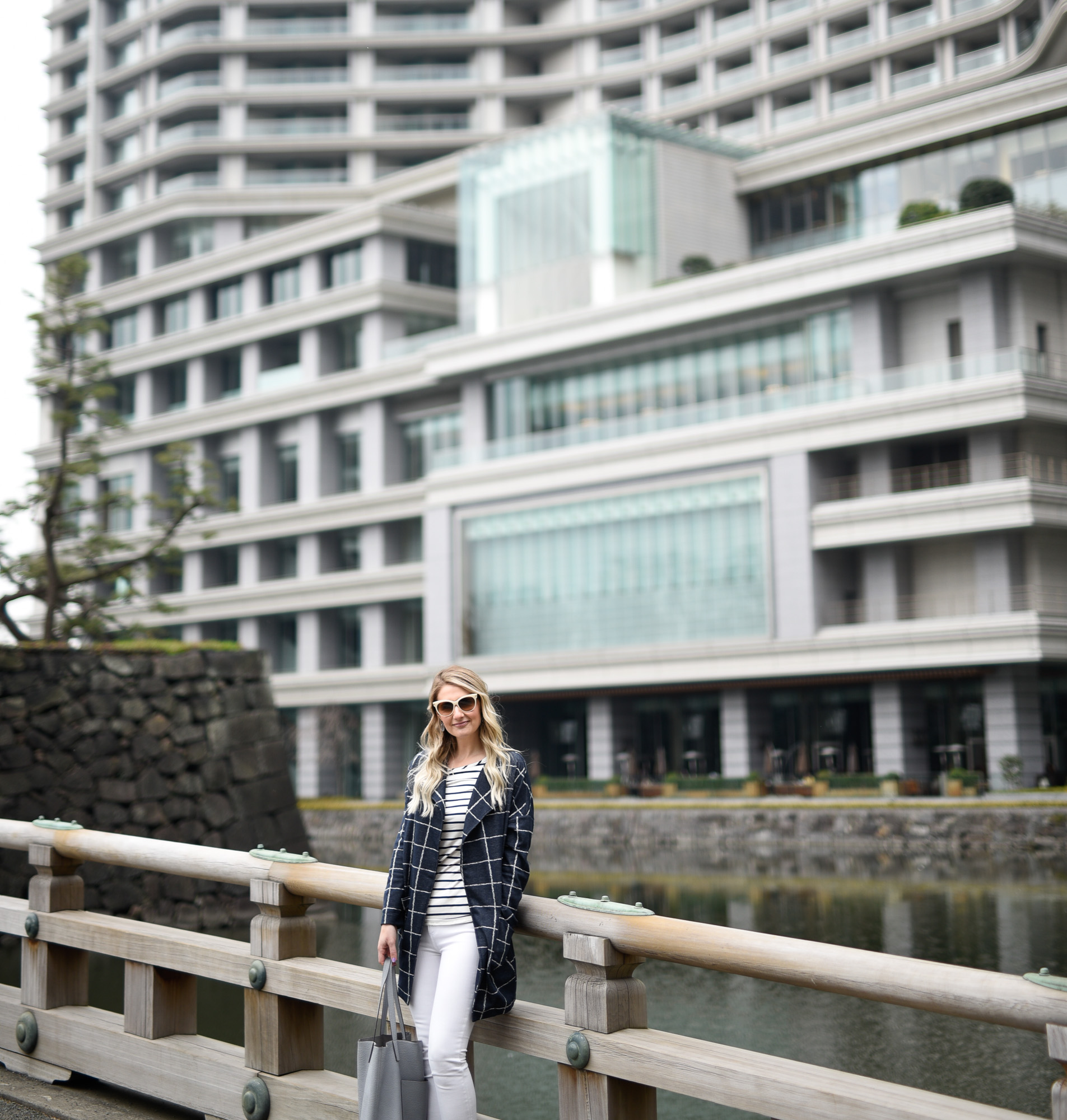 Windowpane jacket mixed with a striped tee