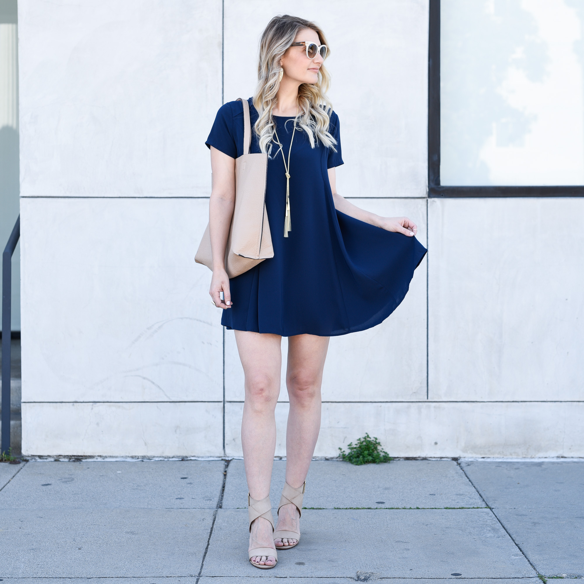 Fun and flirty blue swing dress for spring 