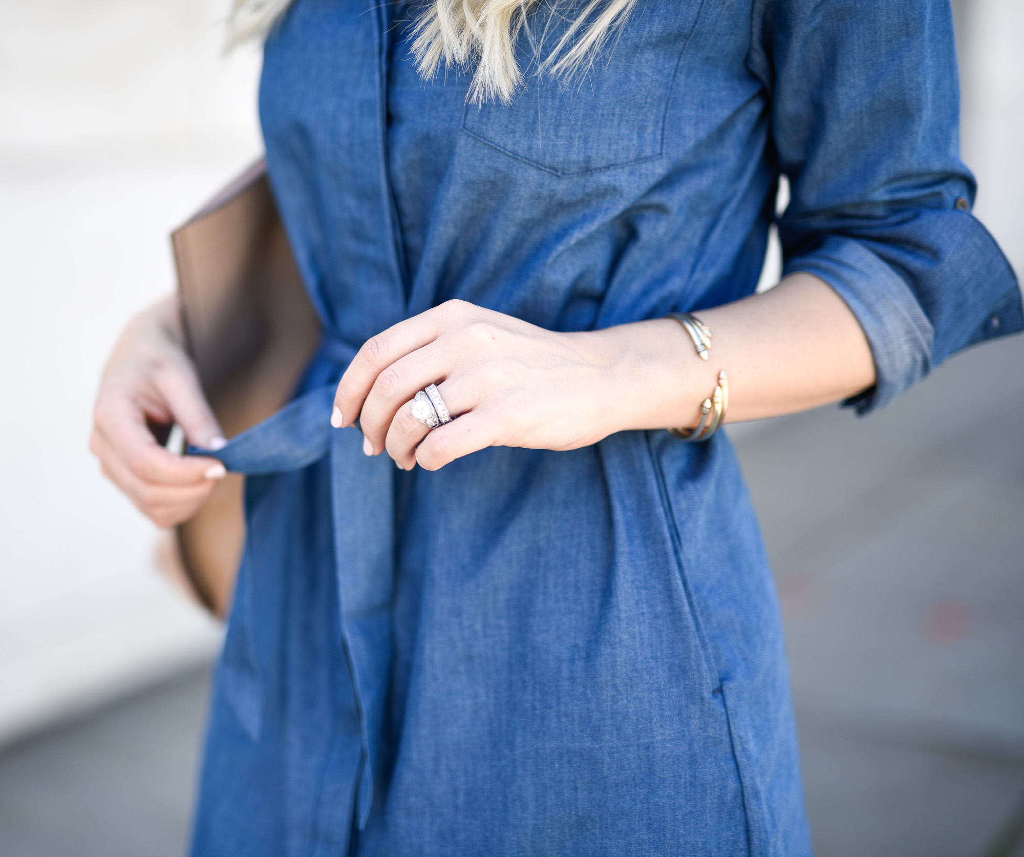 A bracelet stack in every color: gold, rose gold, and silver. 