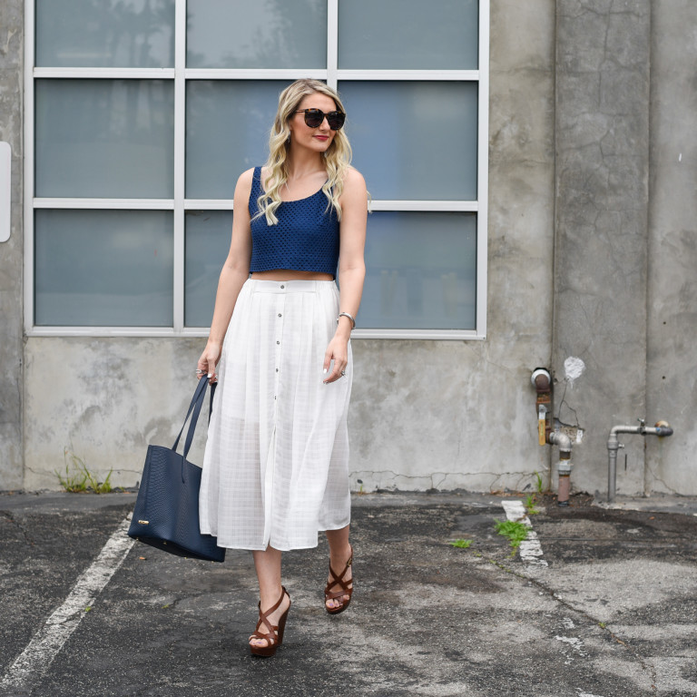 Dreamy White Midi Skirts and Navy Crop Tops
