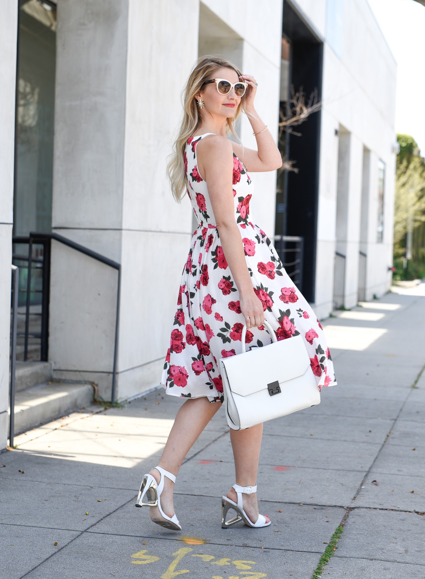 Fit and flare floral print dress 