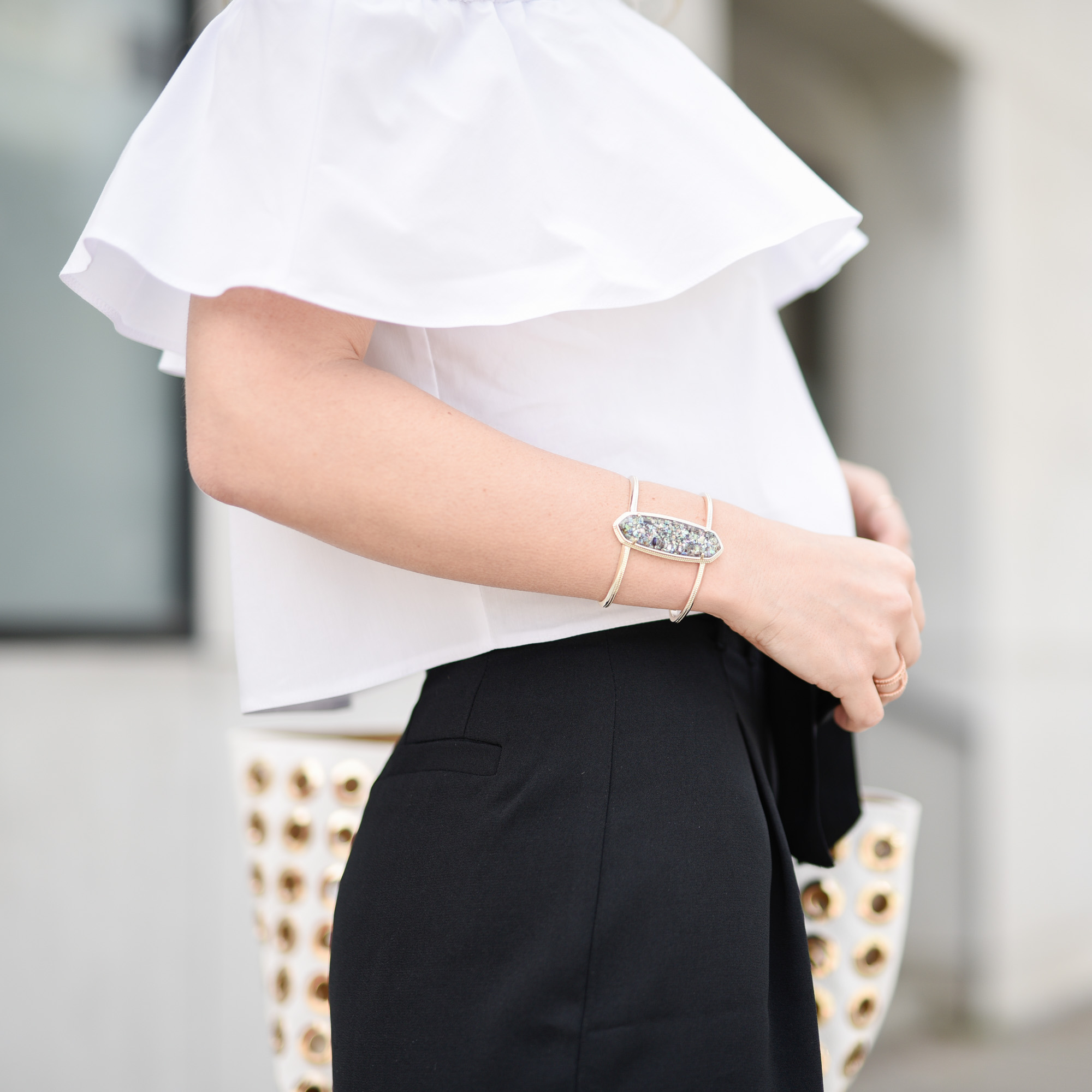 black crushed pearl gold cuff 