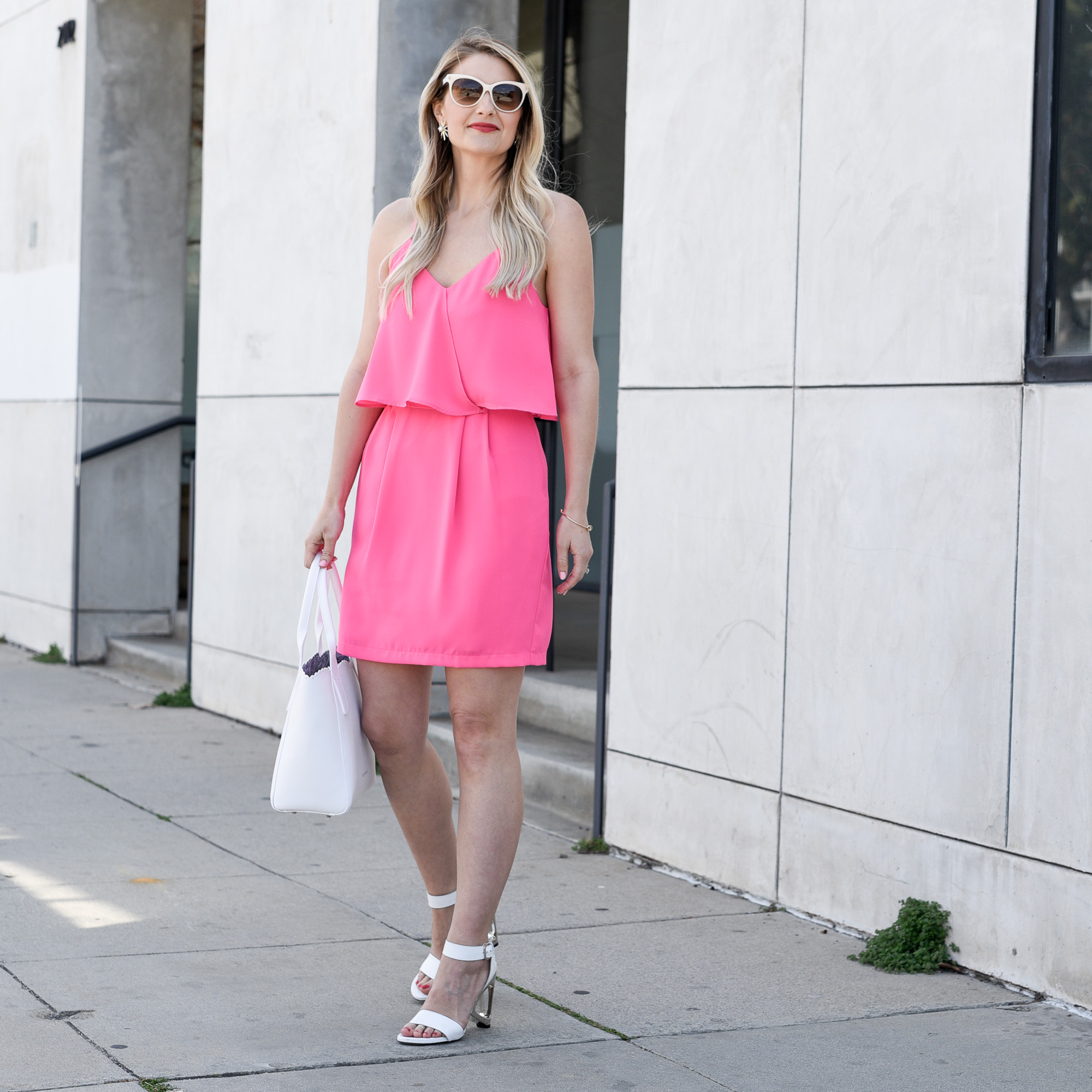 Hot pink mini dress - a great wedding season outfit! 