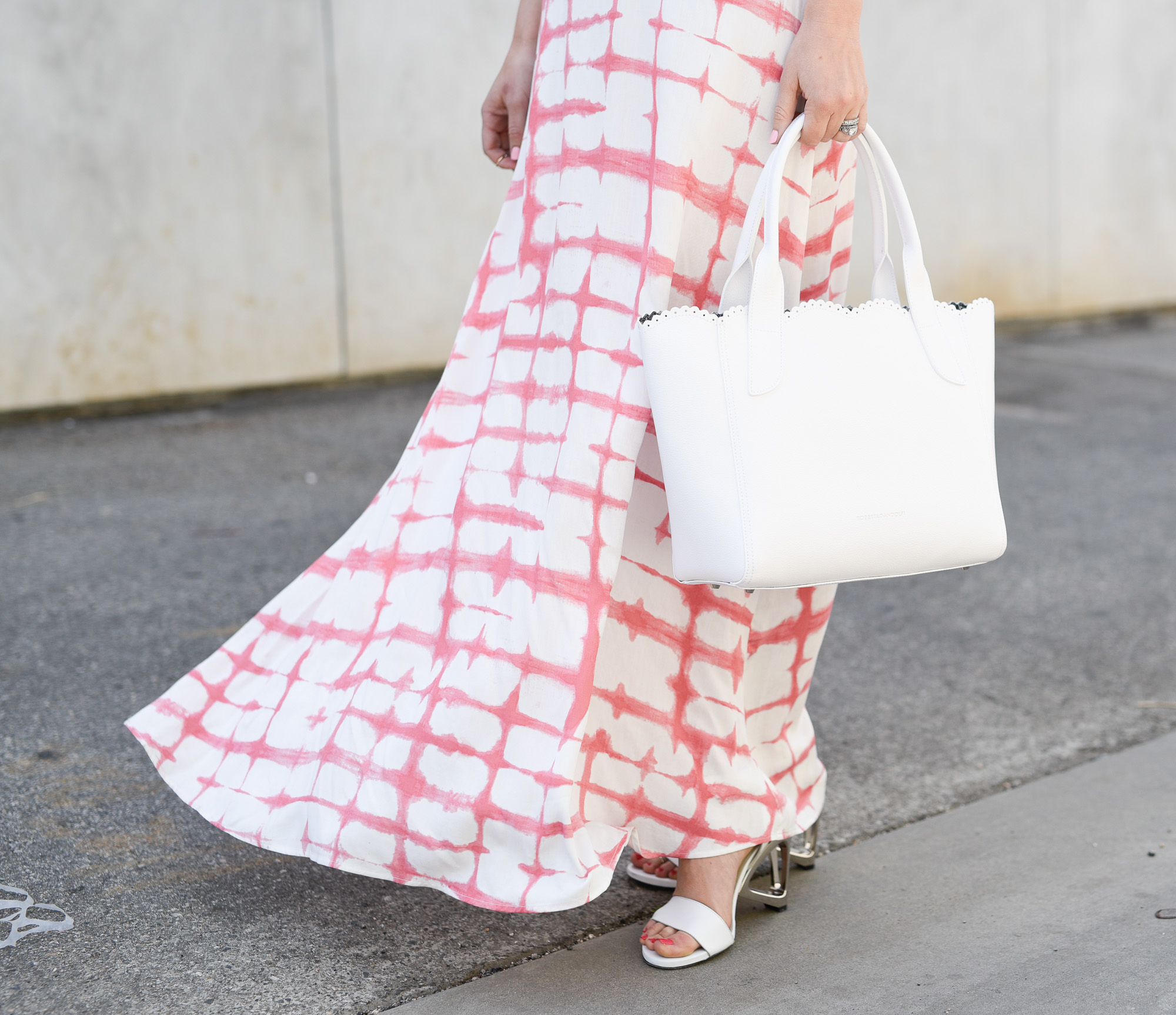 a bright pink tie dye maxi skirt 