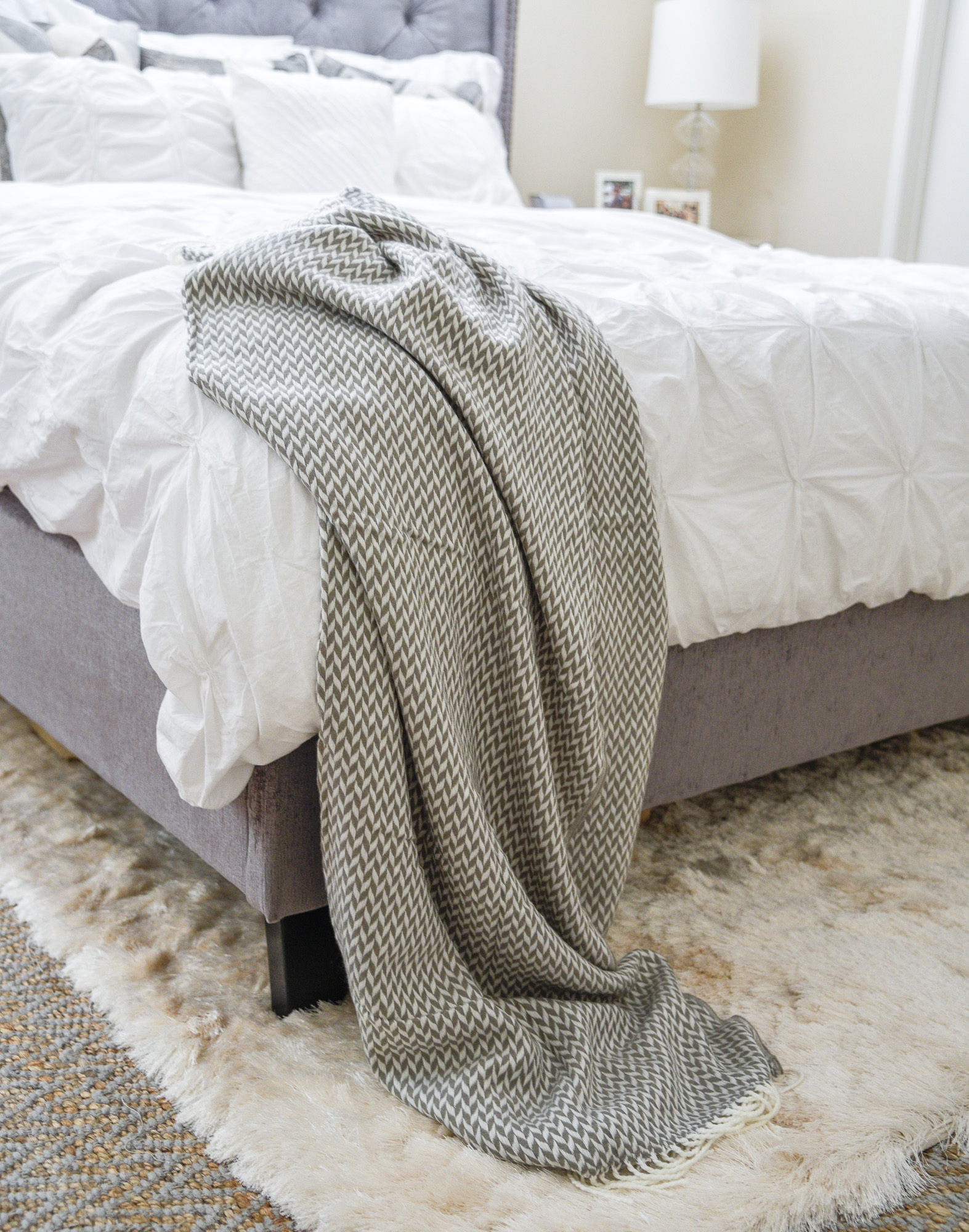 chevron printed throw blanket with tassels