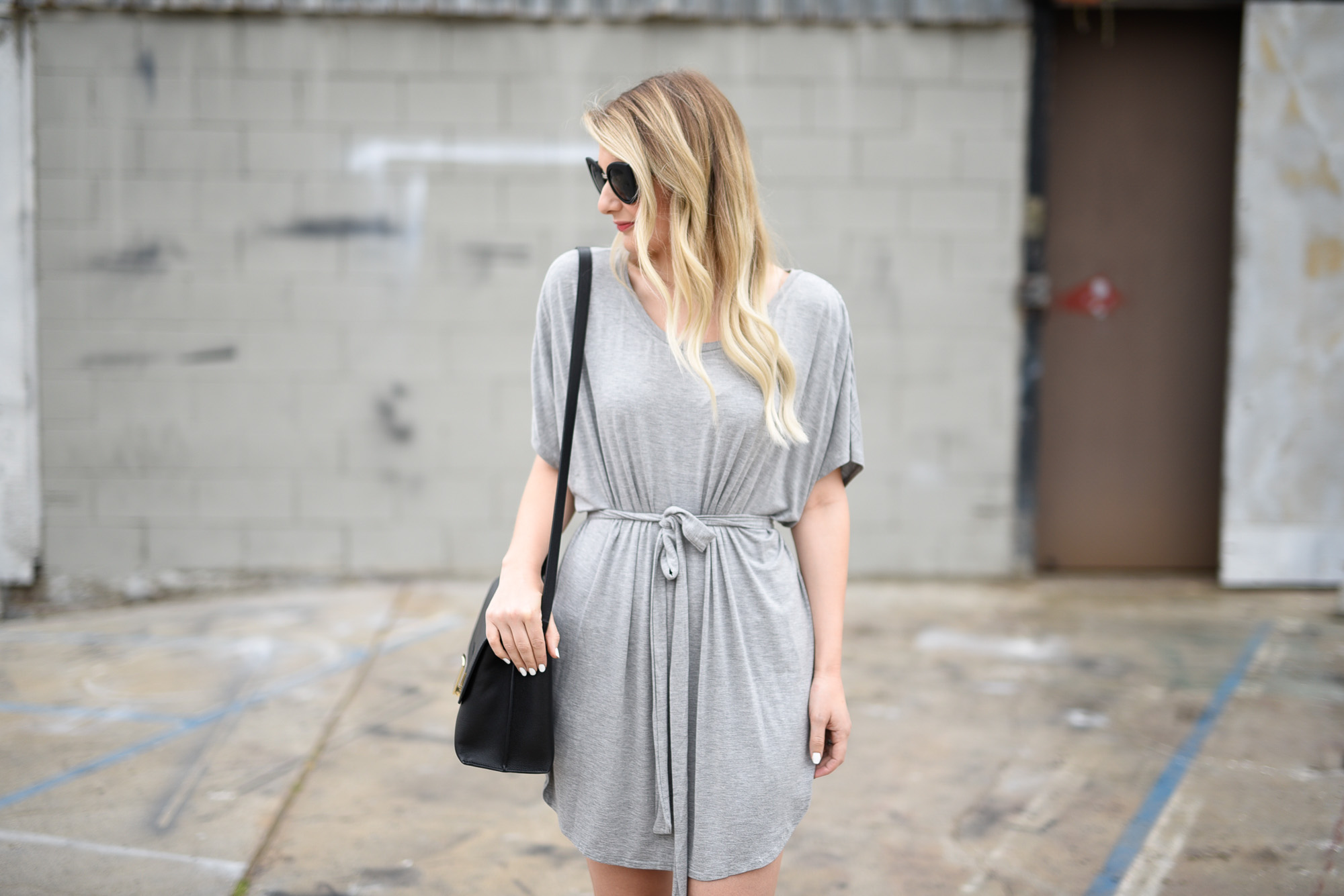 Comfortable grey t-shirt dress. 