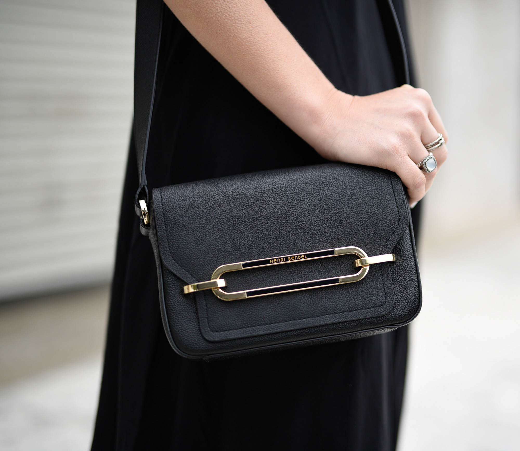 structured black leather crossbody handbag 