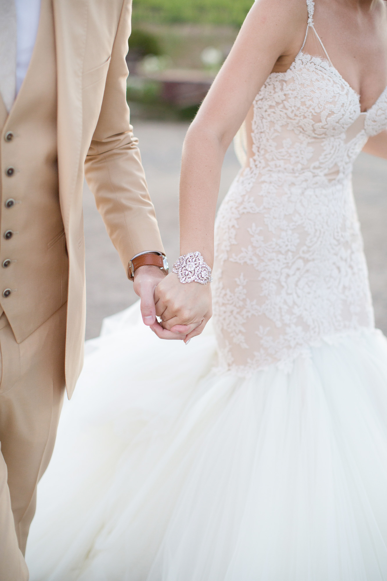 bridal cuff and leather watch 