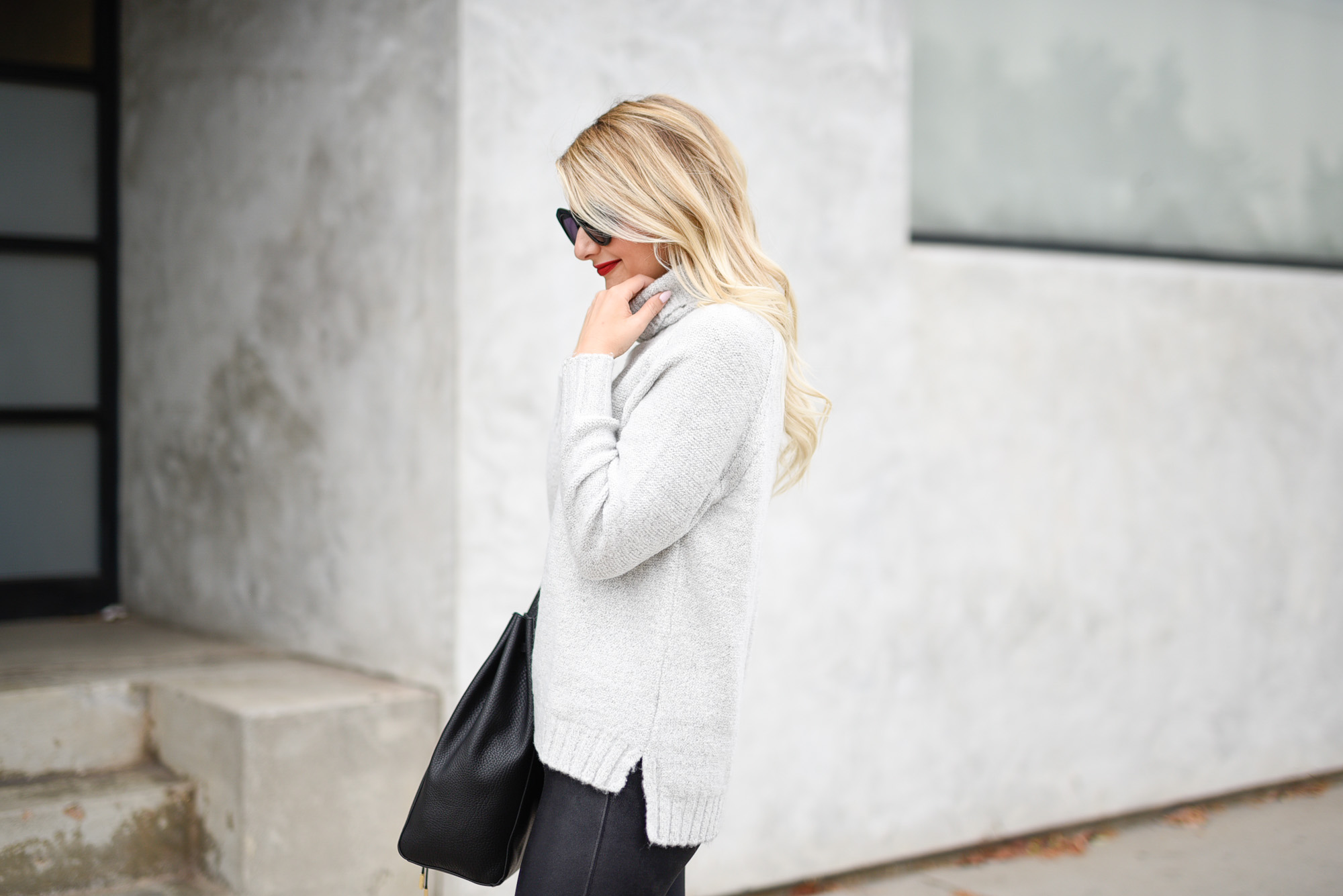 Grey Turtleneck knit sweater