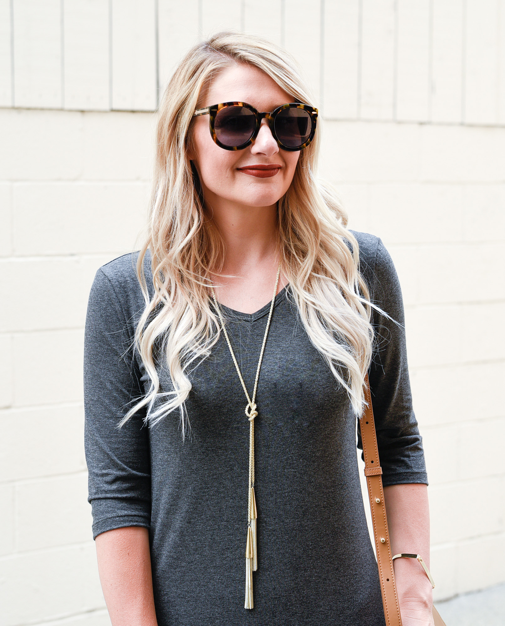 Gold tassel necklace - great for layering! 
