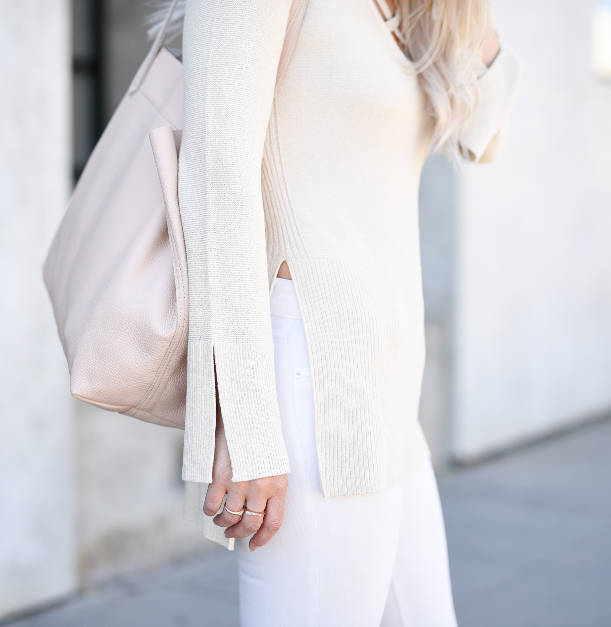 Loving the slits in this tan tunic! 