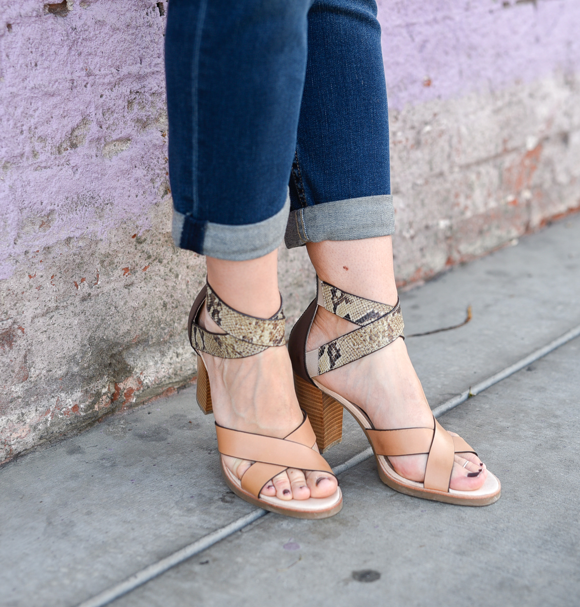 Leopard and beige Tommy Bahama Lavina Chunky Heel Sandal.