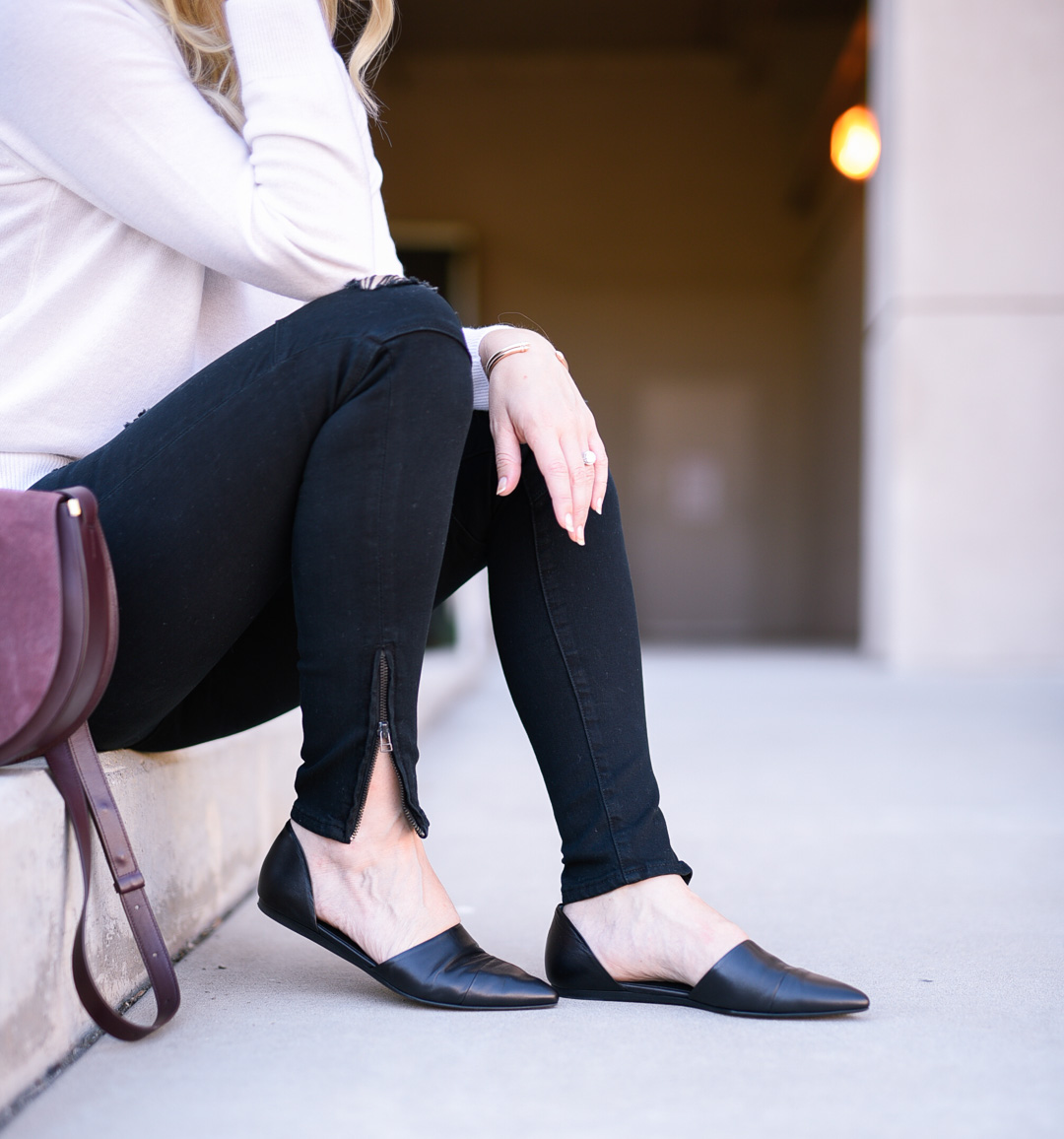 Jenni Kayne black leather D'Orsay flats. 