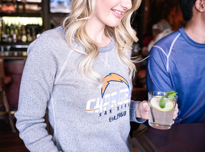 Cute Chargers sweatshirt from the Tommy Bahama fall collection.