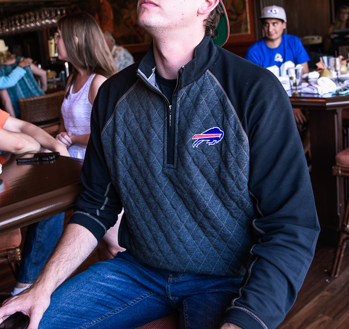 Buffalo Bills Half Zip Sweater by Tommy Bahama. 