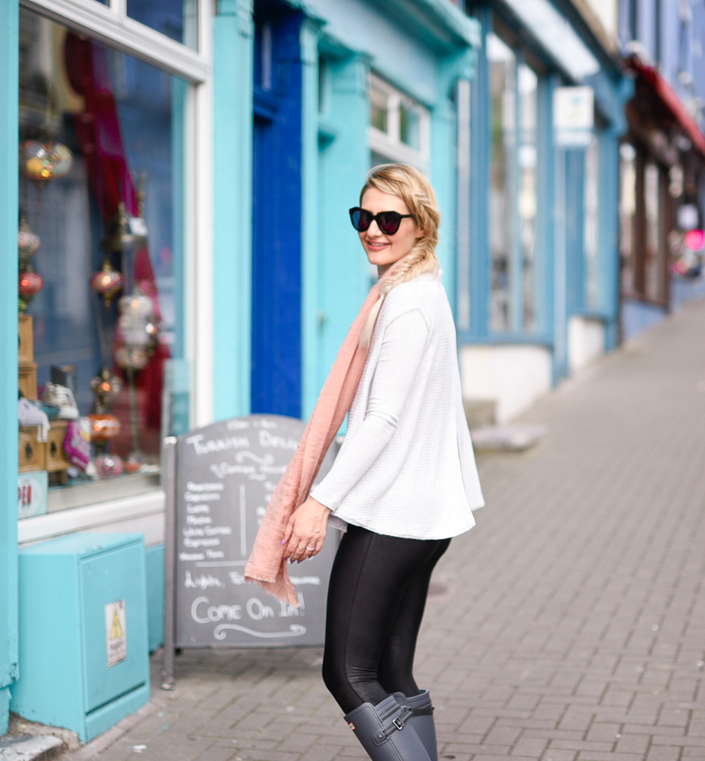 Jenna Colgrove in the Free People Love Split Back Pullover in Cobh, Ireland. 