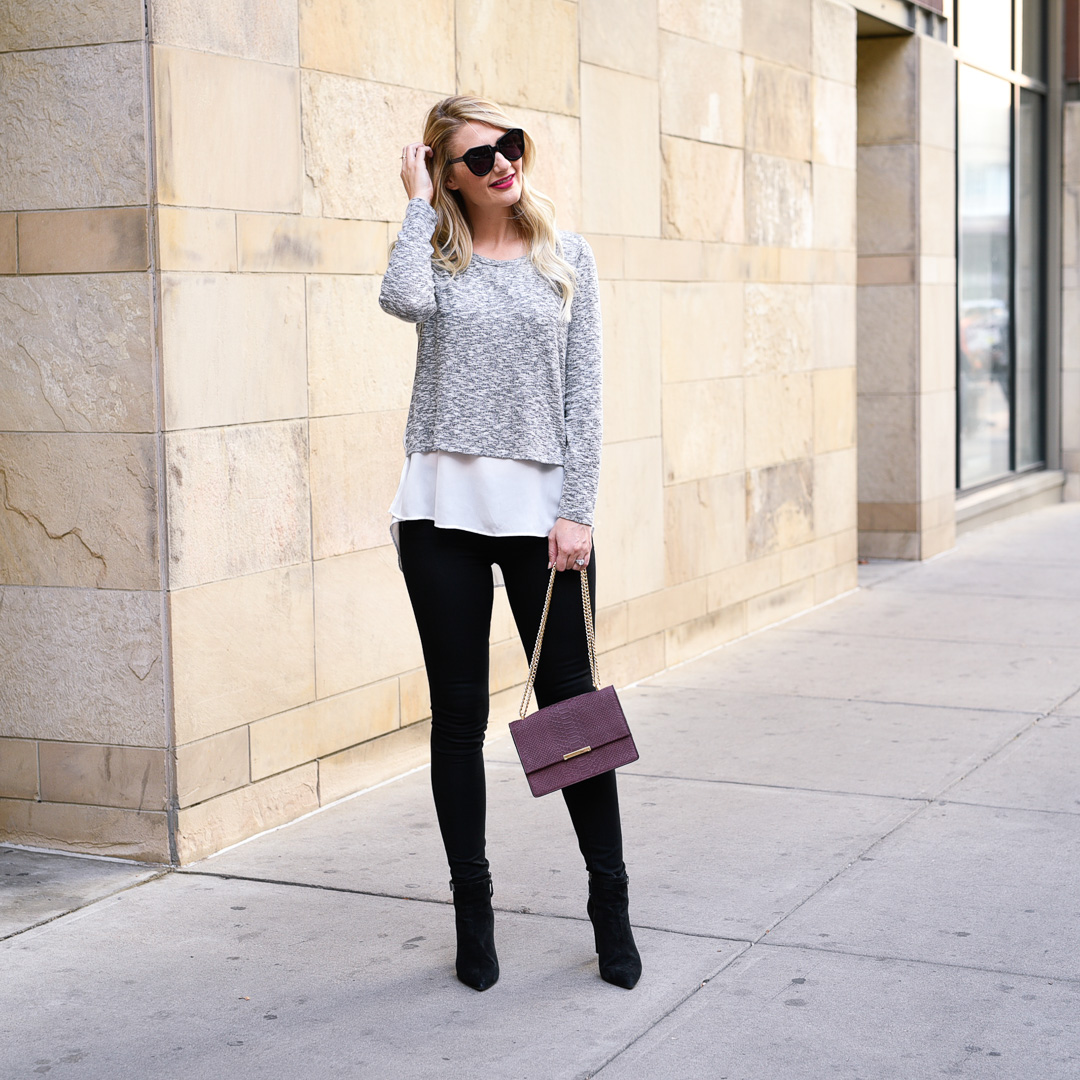 Heathered Grey Layered Sweater