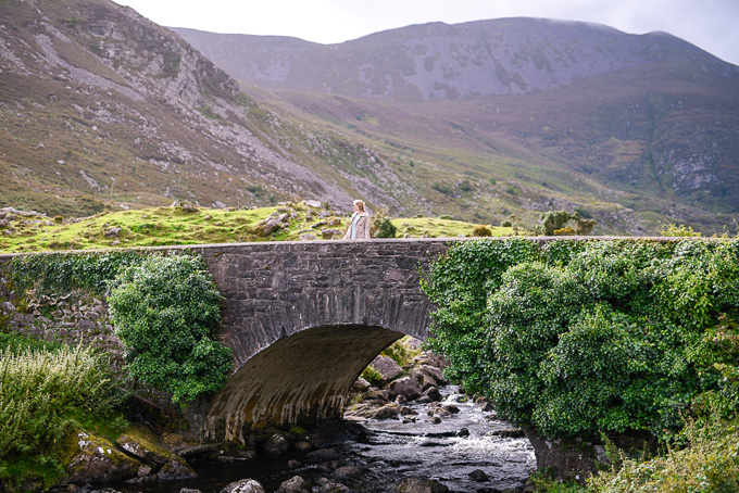 Sunrise over a bridge at the Gap of Dunloe in Ireland. 