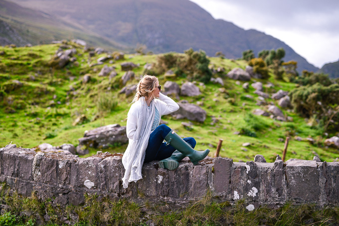 Jenna Colgrove wearing Paige McKinley jeans and Hunter Boots at the Gap of Dunloe. 
