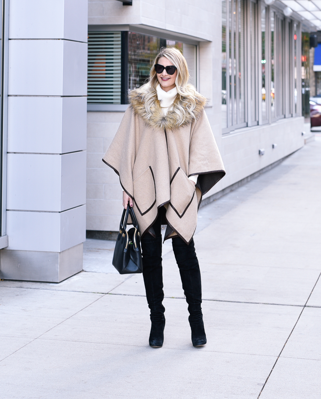 Jenna Colgrove in classic black and tan pieces for fall. 