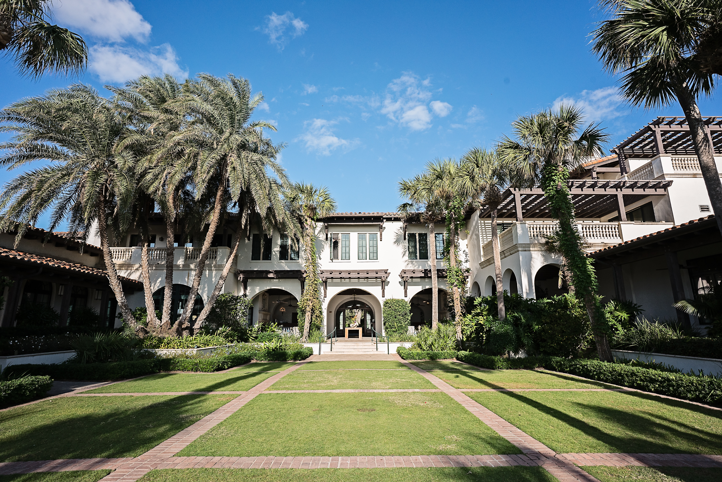 Beautiful courtyard at The Lodge at Sea Island Georgia. 