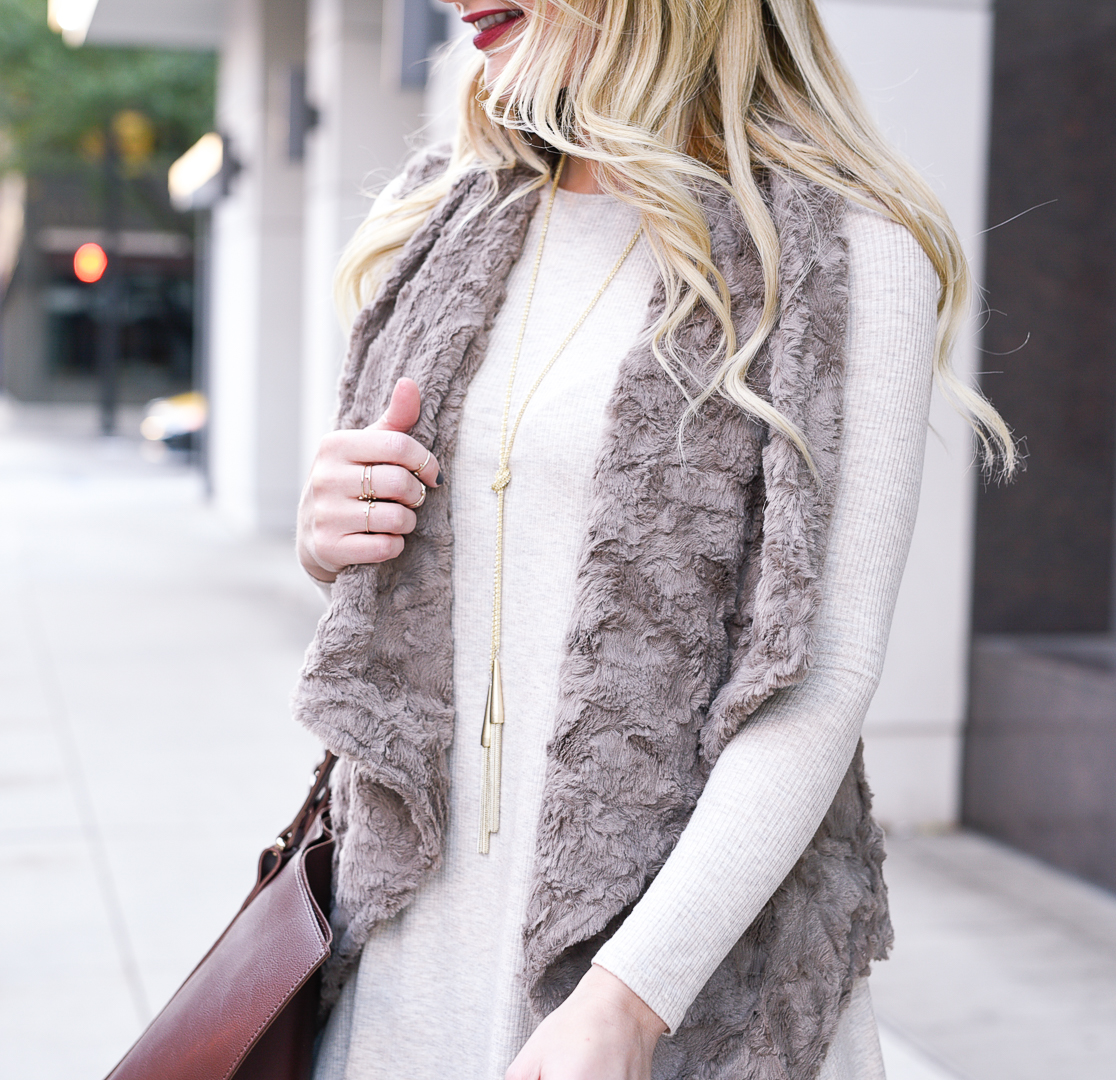 A fur vest to keep warm in winter. 