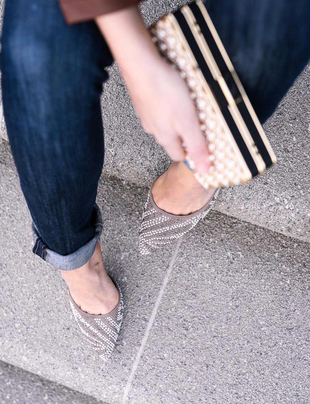 Sparkly studded pumps for date night. 