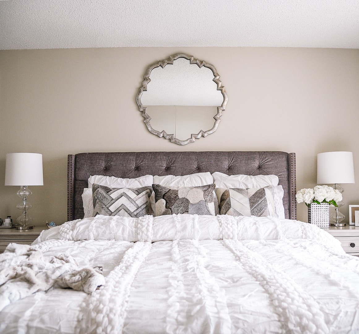 White Georgette quilt from Home Decorators. - Our Master Bedroom Linen Refresh with Home Decorators by Chicago style blogger Visions of Vogue