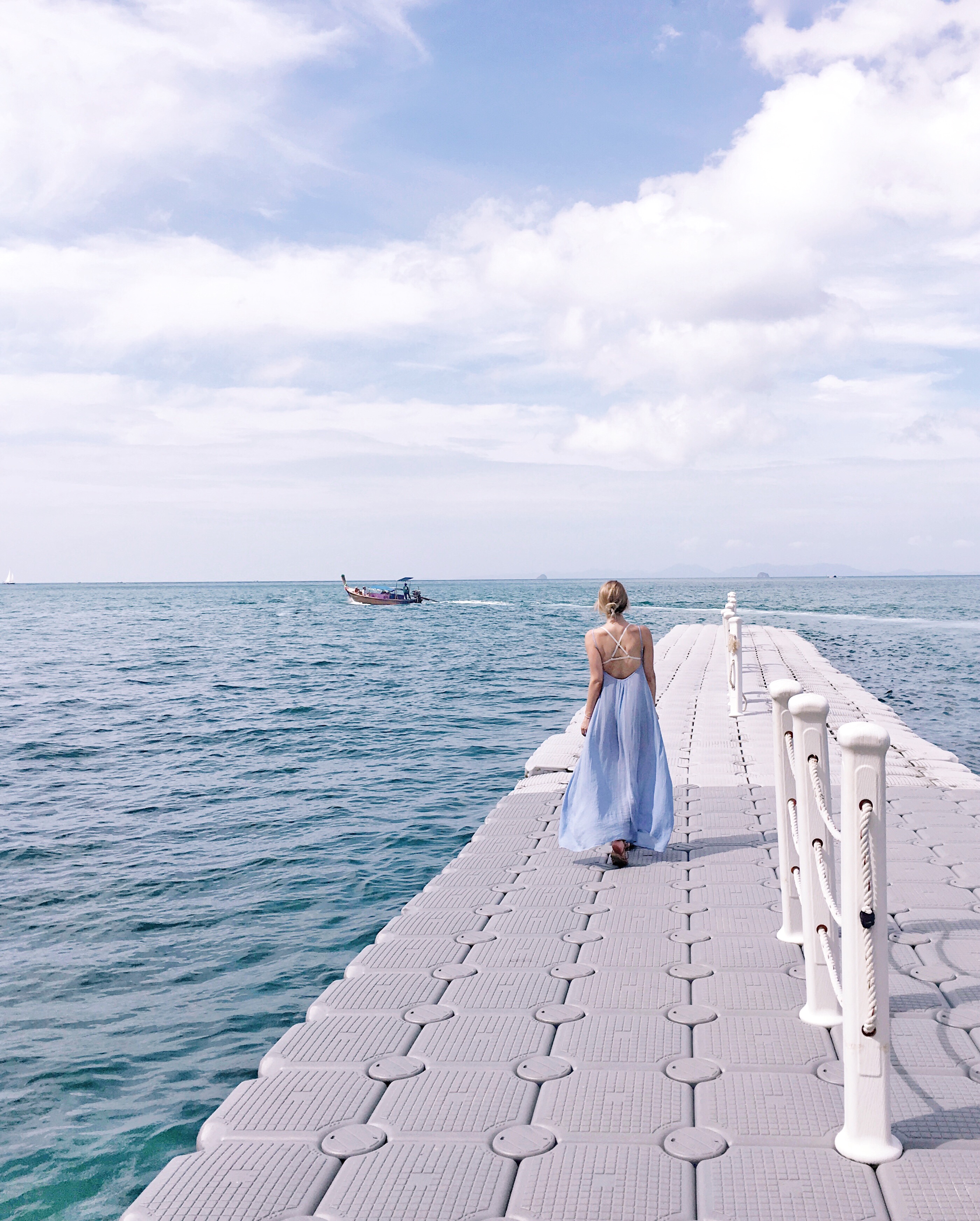 Blue maxi dress in Krabi, Thailand. 