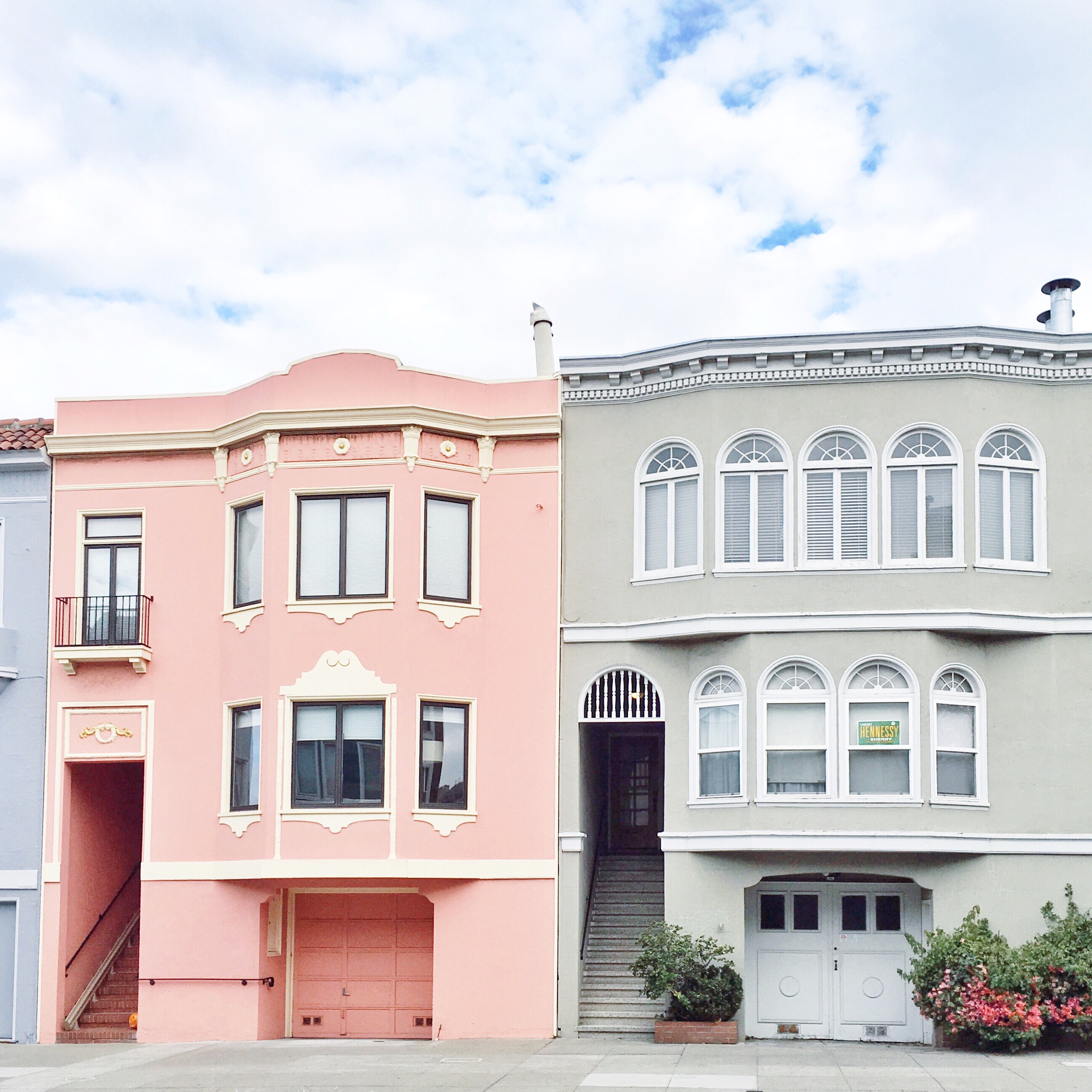 Cute pink building in the San Francisco Marina district.